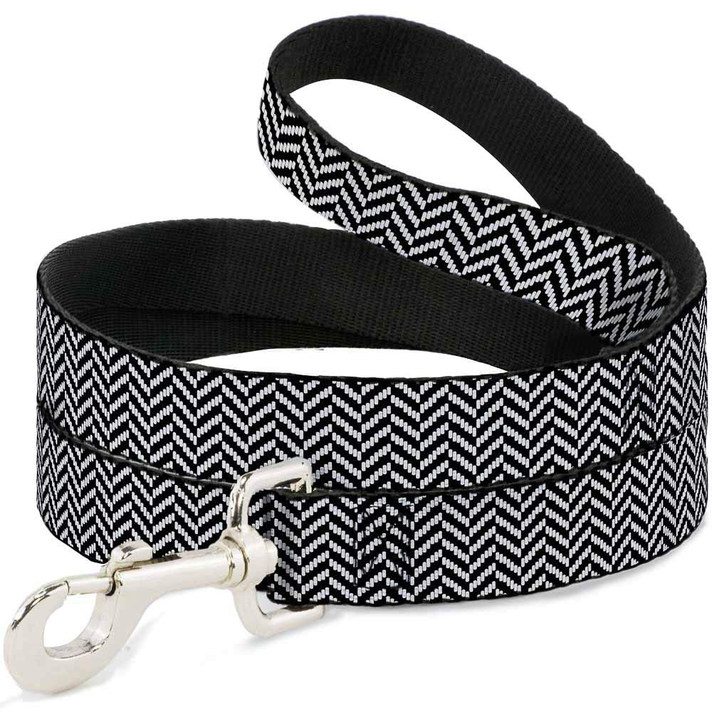 Buckle-Down Pet Leash - Herringbone Jagged Black/White - 6 Feet Long - 1.5 Wide