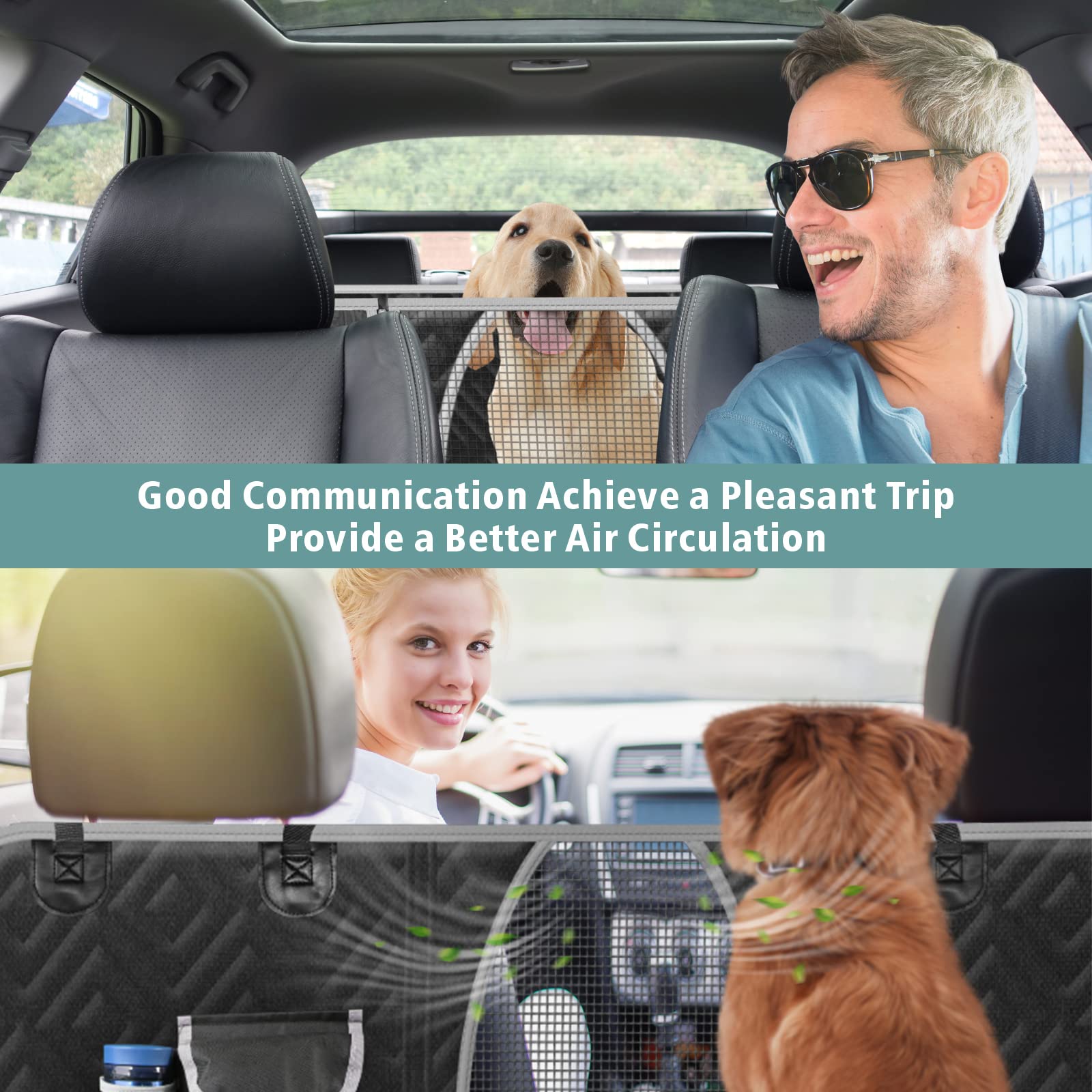F-Color Dog Car Seat Cover - Waterproof Nonslip Dog Hammock for Car Comfort Enhancing Pet Seat Cover with Side Flap for Cars, Tr