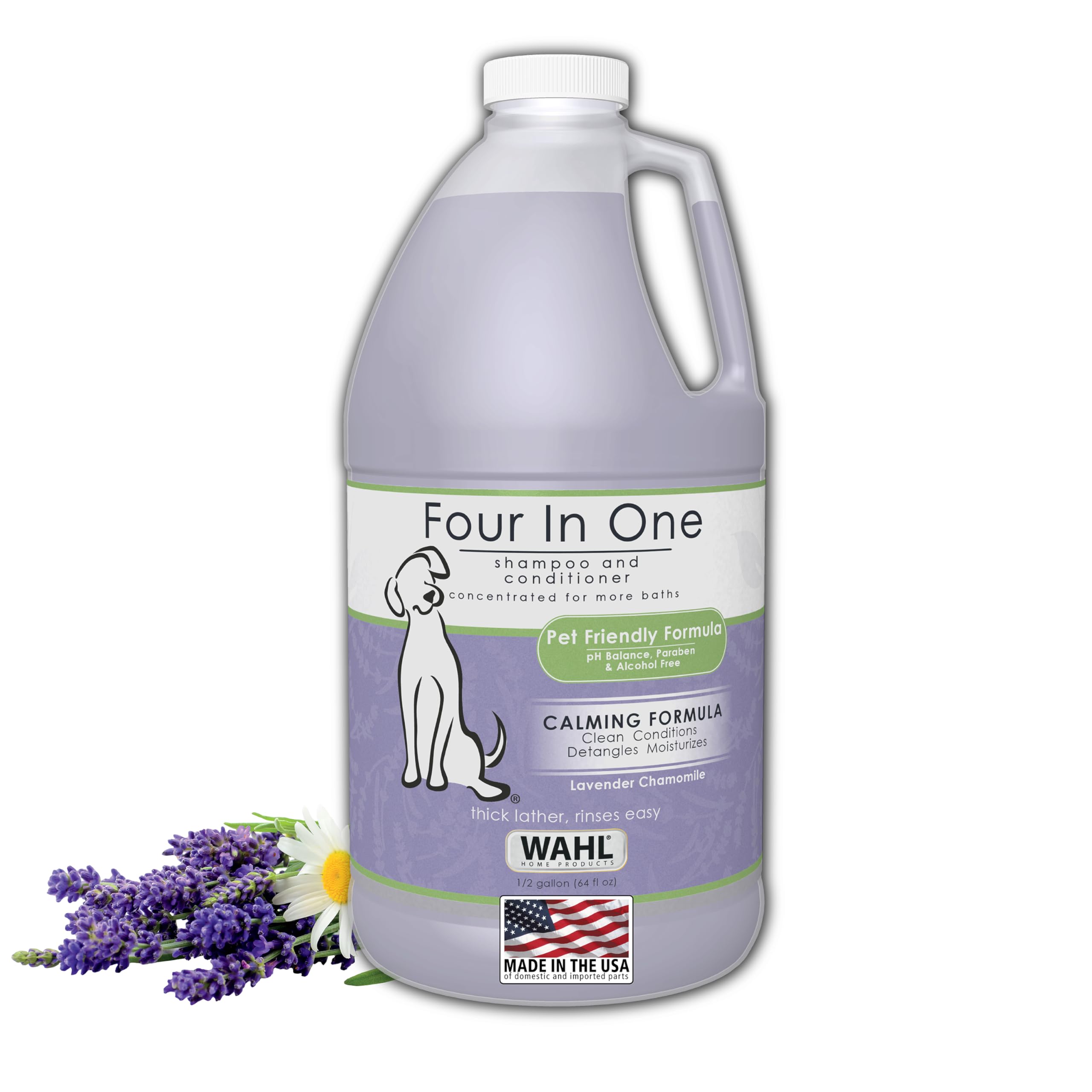 Wahl USA 4-in-1 Calming Pet Shampoo for Dogs - Cleans, Conditions, Detangles, & Moisturizes with Lavender Chamomile - Pet Friend