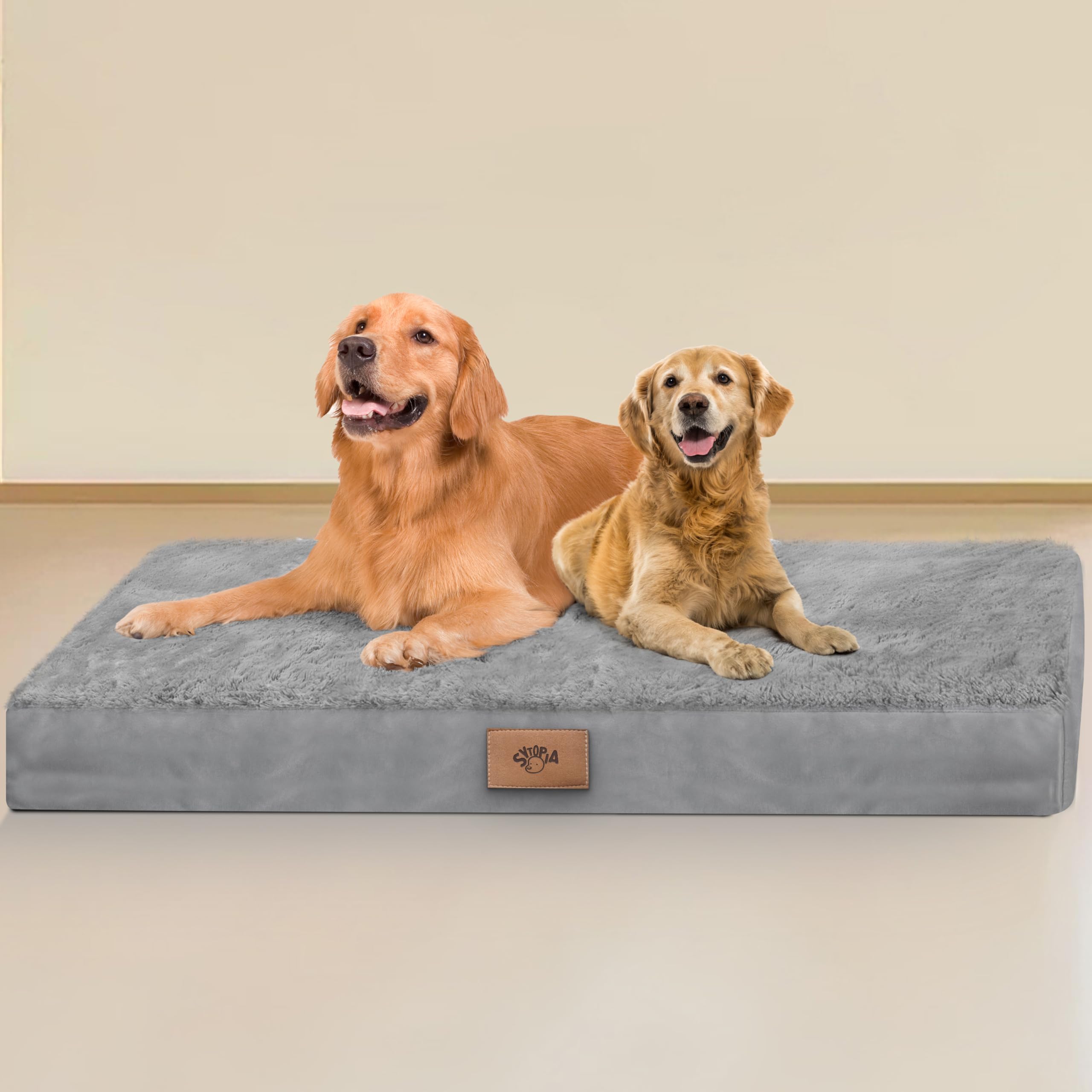 Sytopia Chew Proof Dog Beds For Large Dogs Orthopedic, 42 Inch Indestructible Dog Beds Pet Crate Pad, Washable Removable Cover A