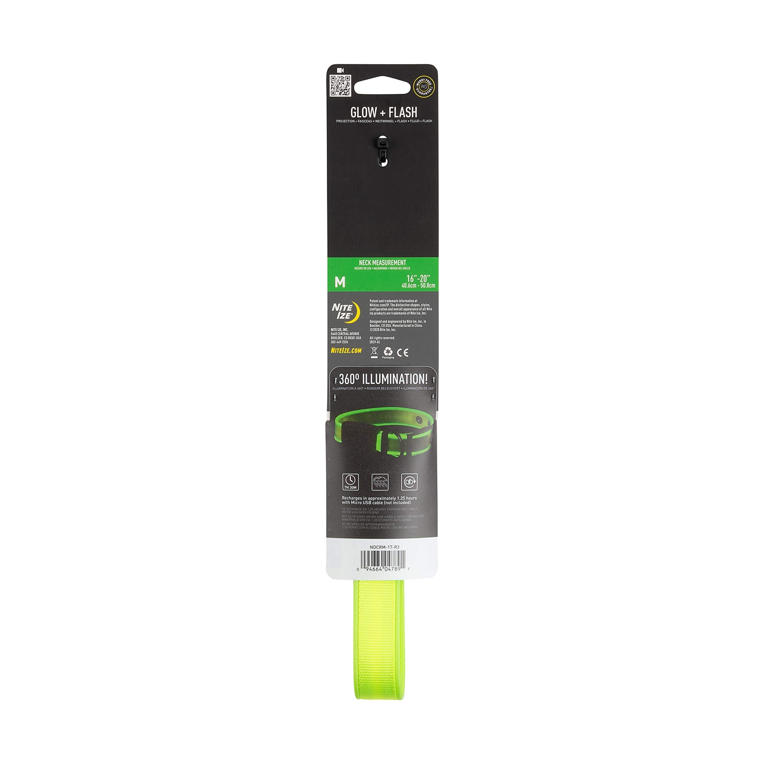 Nite Ize Nitedog Rechargeable Led Collar, Usb Rechargeable Light Up Dog Collar W/Metal Buckle, Water Resistant, Lime