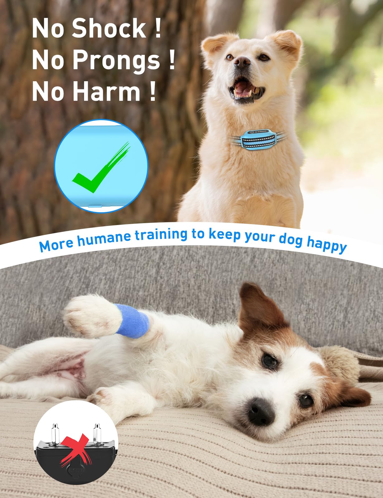 Doglinsen No Shock Dog Training Collar, Beep And Vibrating Collar With Remote 2800Ft For Small Puppy Medium Large Dogs - No Pron