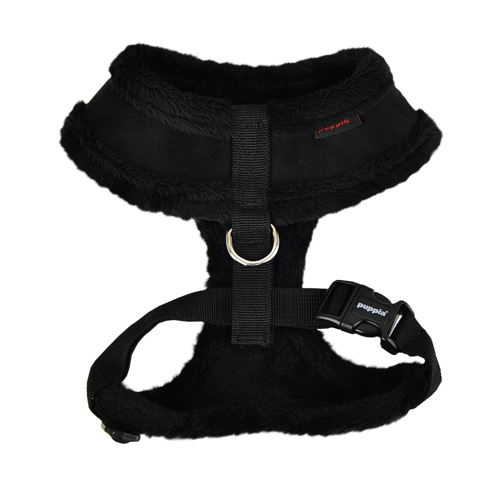 Puppia Terry Dog Harness Over-The-Head Winter Suede Warm No Choke No Pull Training Walking For Small And Medium Dog, Black, X-Large