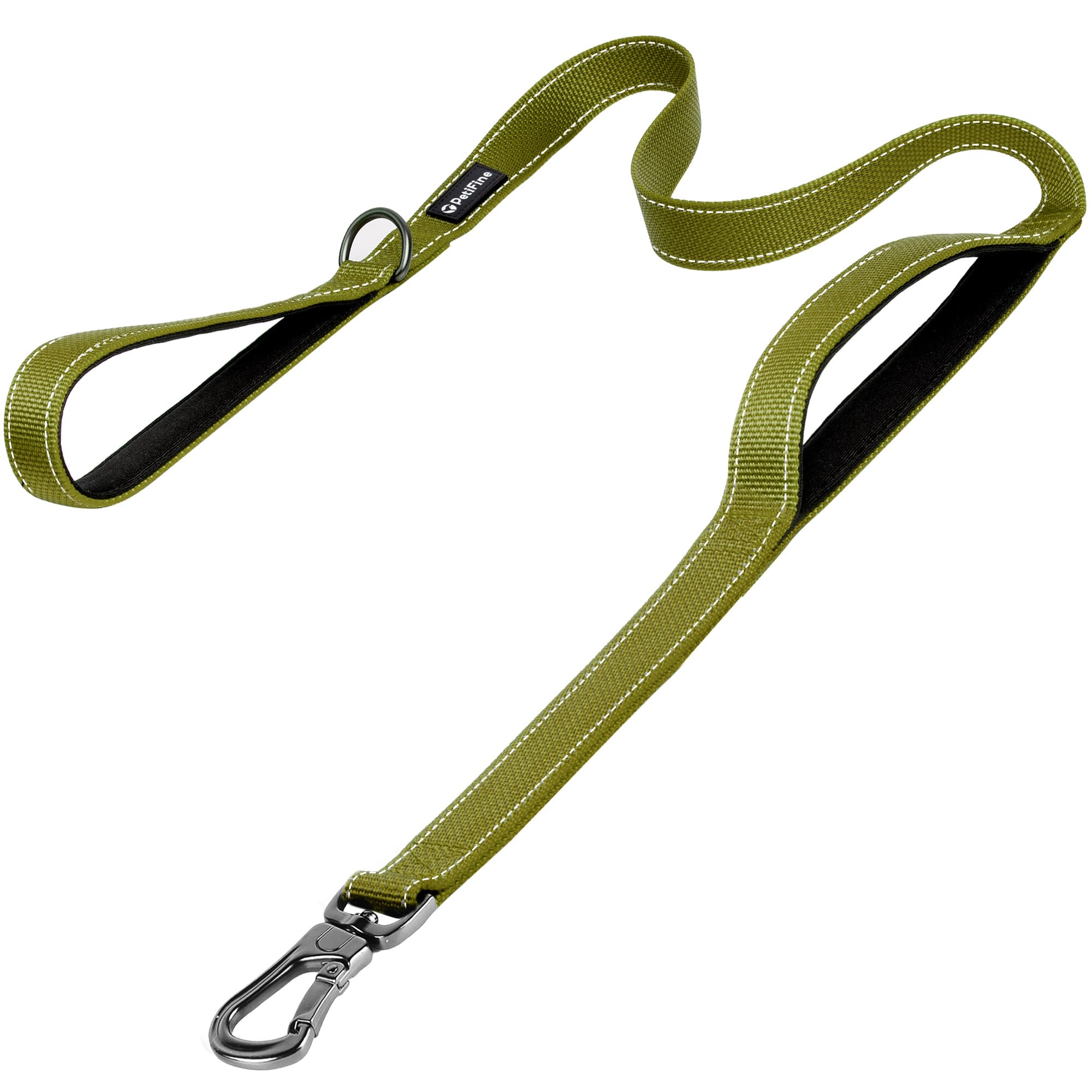 Petifine 6Ft Heavy Duty Dog Leash With Soft Padded Double Handle, Durable Strong Clasp Dog Leashes, Reflective Nylon Walking Lead For Large,Medium,Small Breed Dogs, Green