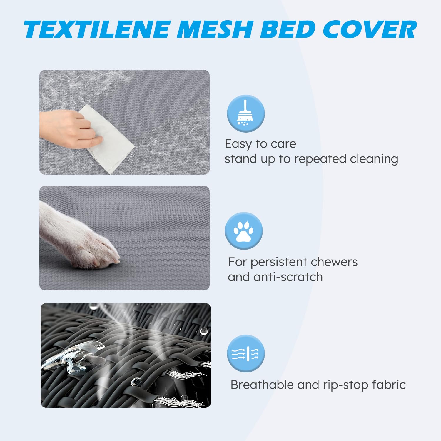 Cooling Elevated Dog Bed, Raised Dog Bed with Washable Breathable Mesh and Metal Frame, Portable Dog Cot Bed with No-Slip Feet f