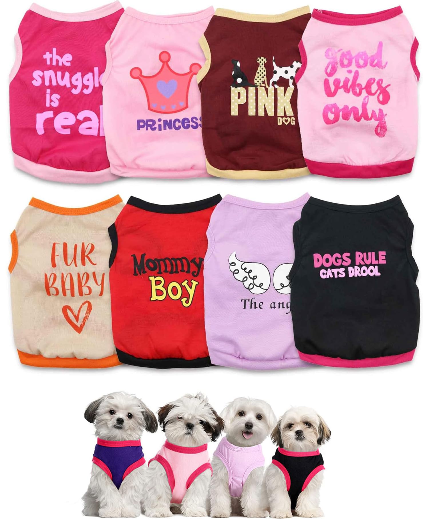 Droolingdog 8 Pieces Girl Dog Clothes For Girls Small Dog Shirts Puppy T Shirt For Small Dogs Girl Clothes Dogs T-Shirt Chihuahu