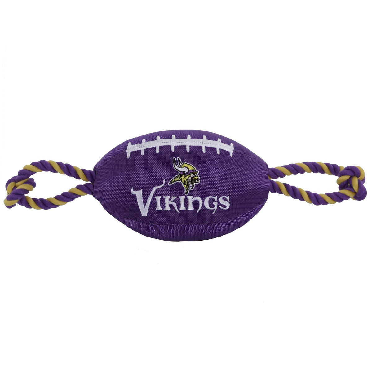 Pets First NFL Minnesota Vikings Football Dog Toy, Tough Quality Nylon Materials, Strong Pull Ropes, Inner Squeaker, NFL Team Co