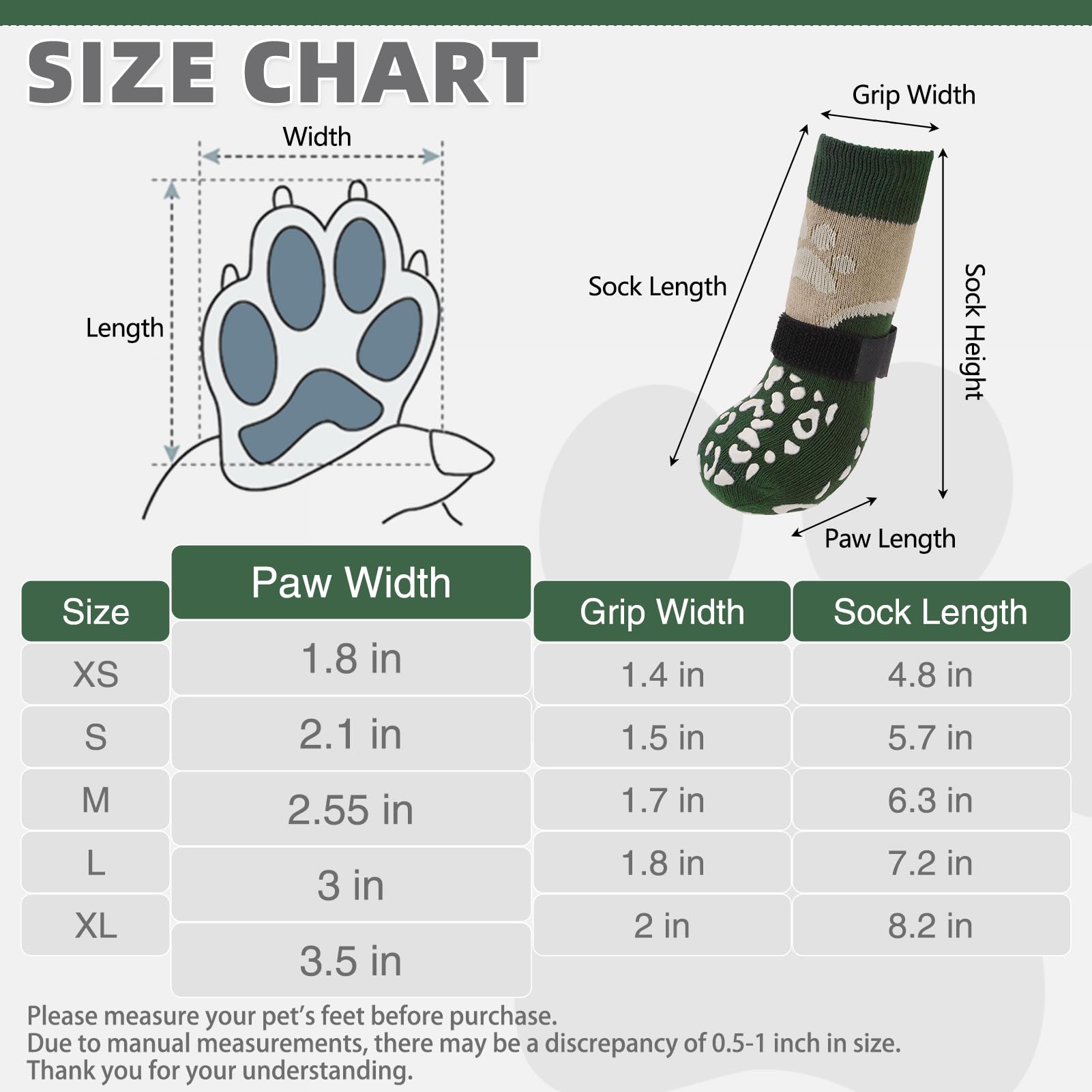KOOLTAIL Dog Socks for Hot/Cold Pavement to Prevent Licking Paws Scratching,Anti Slip Dog Boots&Paw Protector for Hardwood Floor