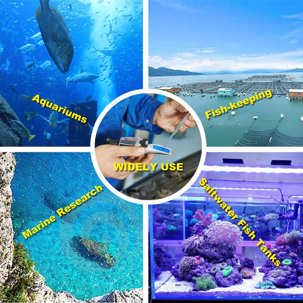 Salinity Refractometer For Seawater And Marine Fishkeeping Aquarium 0-100 Ppt With Automatic Temperature Compensation