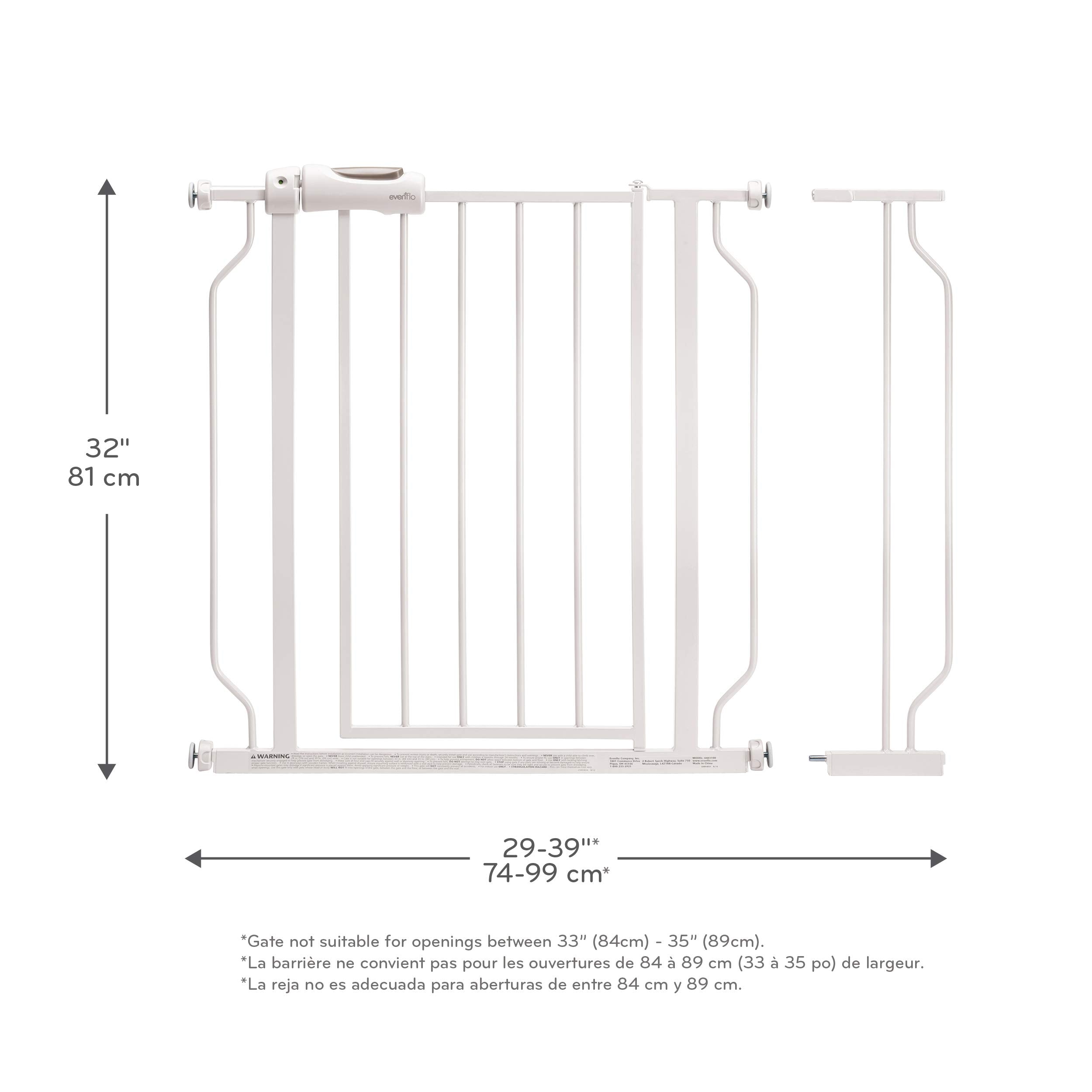 Evenflo Easy Walk-Thru Pressure-Mounted Gate - White, 1 Count, Ideal for Safety and Convenience in Doorways and Hallways