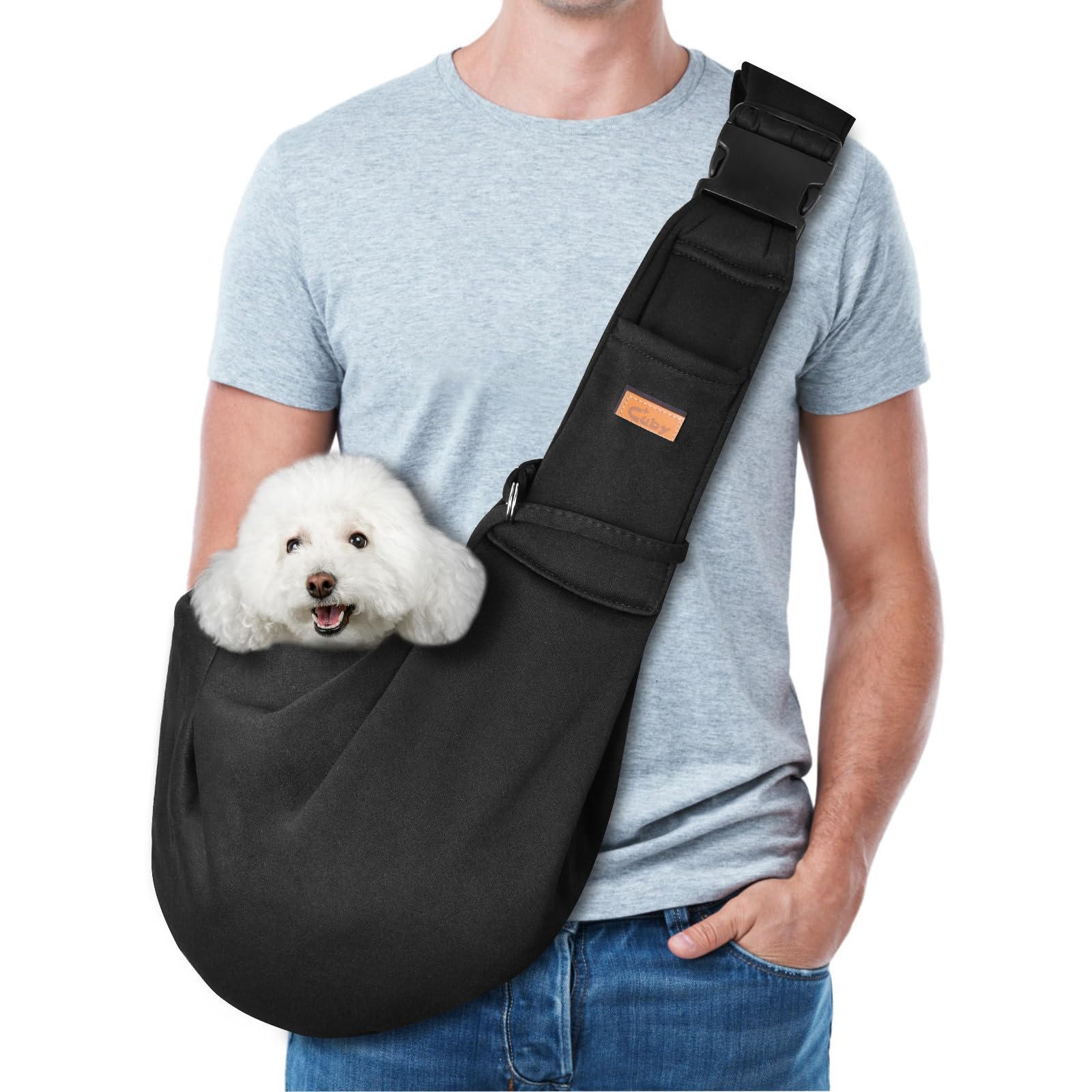 Cuby Dog And Cat Sling Carrier, Hand-Free Dog Carrier Slings With Adjustable Straps Pocker, Puppy Slings Carrier For Small Dogs 