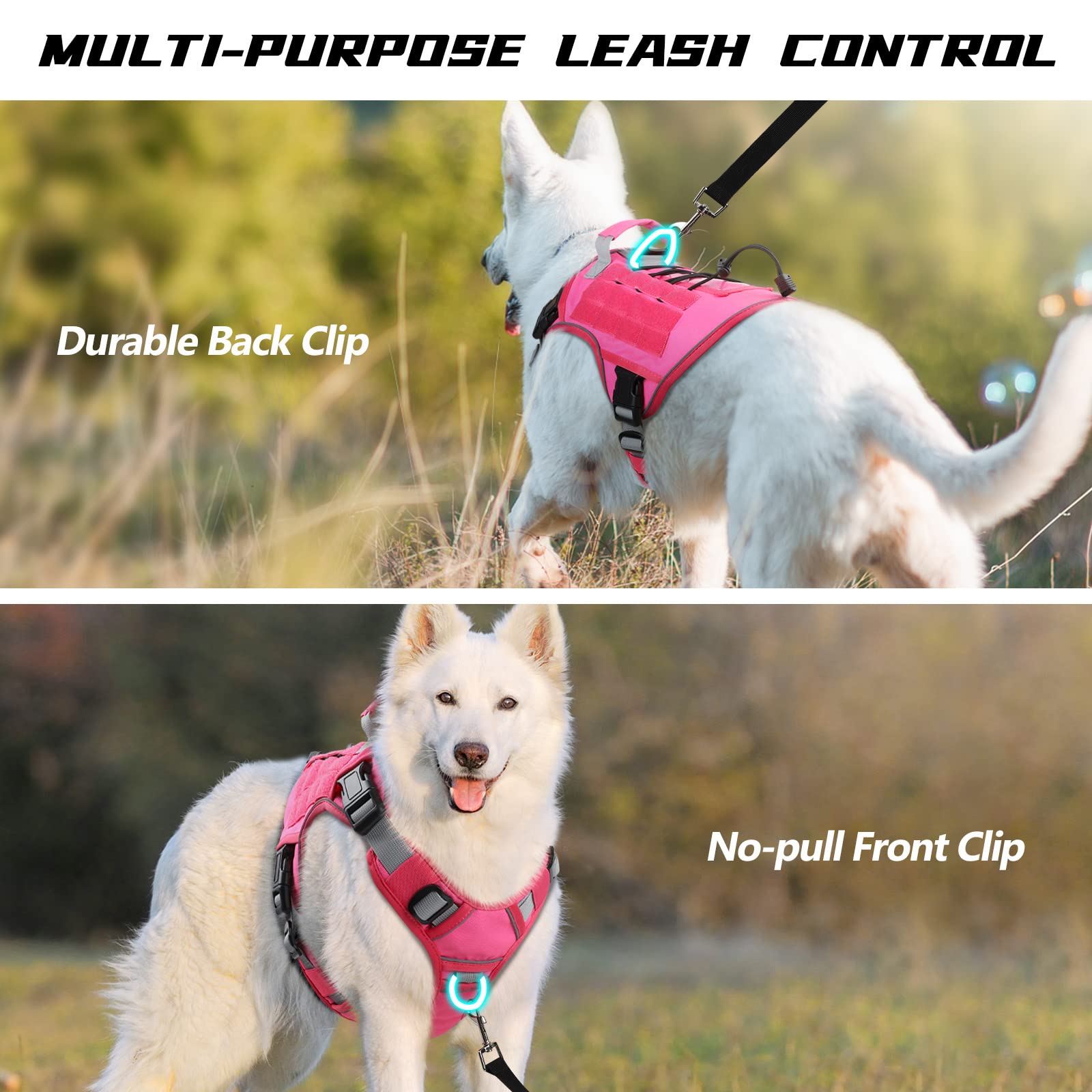 Wingoin Tactical Dog Harness For Extra Large Dogs, Heavy Duty No Pull Dog Harness With Handle, Adjustable Reflective Military K9