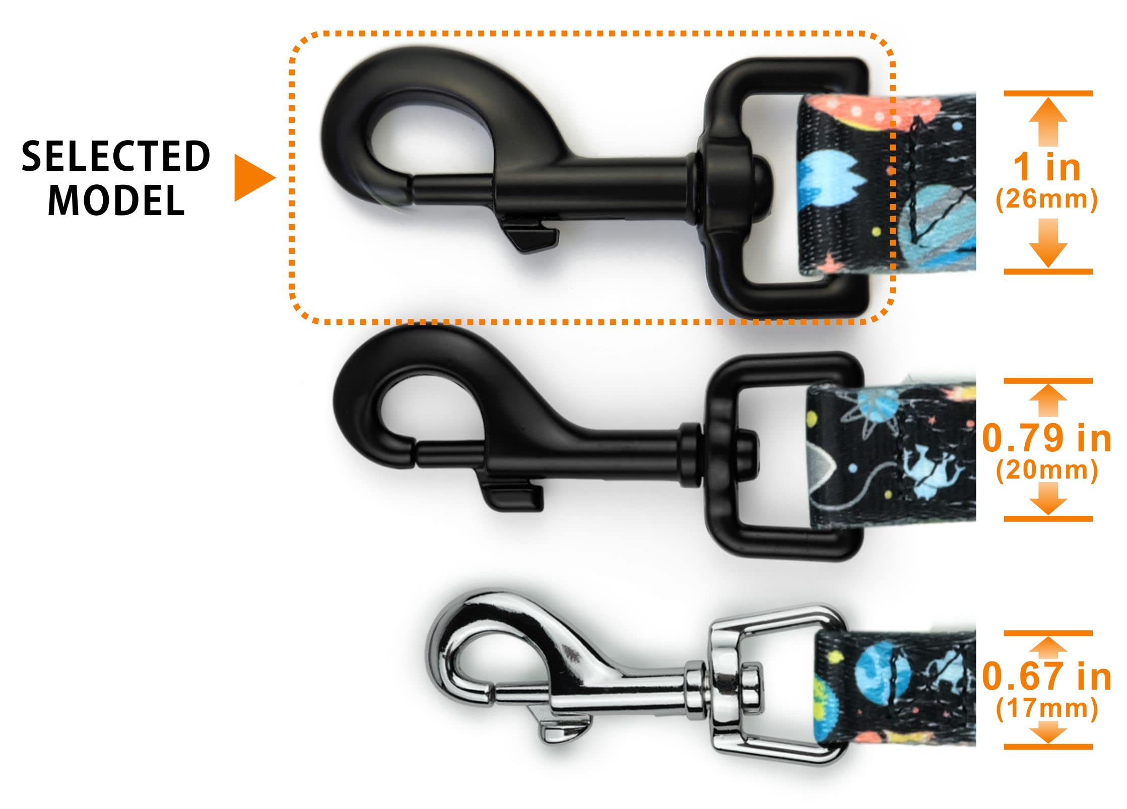 Garwor 4 Pcs 1 Inch Heavy Duty Black Electrophoresis Coating Swivel Snap Hooks Pet Buckle Trigger Snaps Dog Leash Hook Key Chain