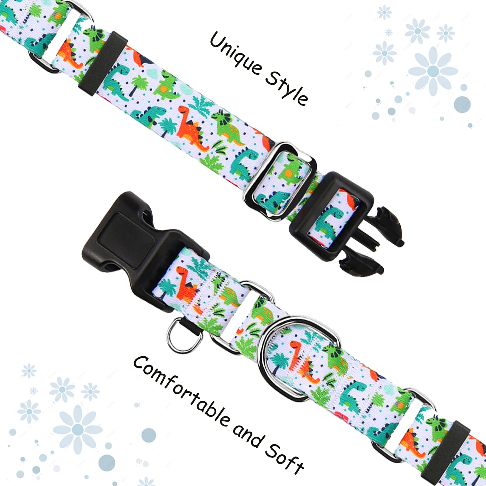 Fidohug Martingale Dog Collars With Buckle No Pull Training Dog Collar For Small Dogs (Green Dinosaur, Small)