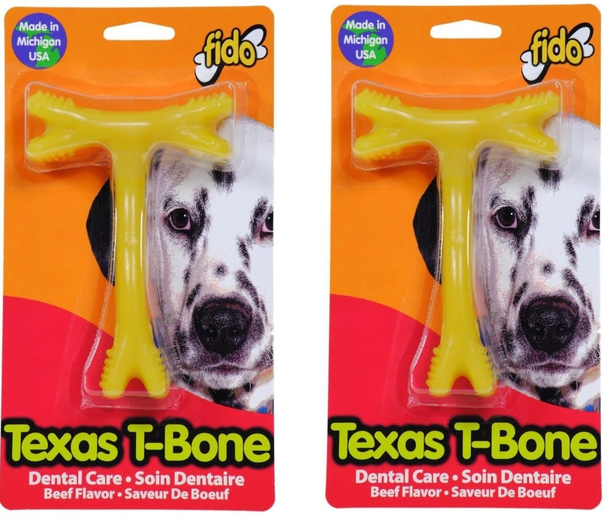 (2 Pack) Fido Texas T-Bone Dental Dog Bone, Beef Flavored, Medium 5-1/2'