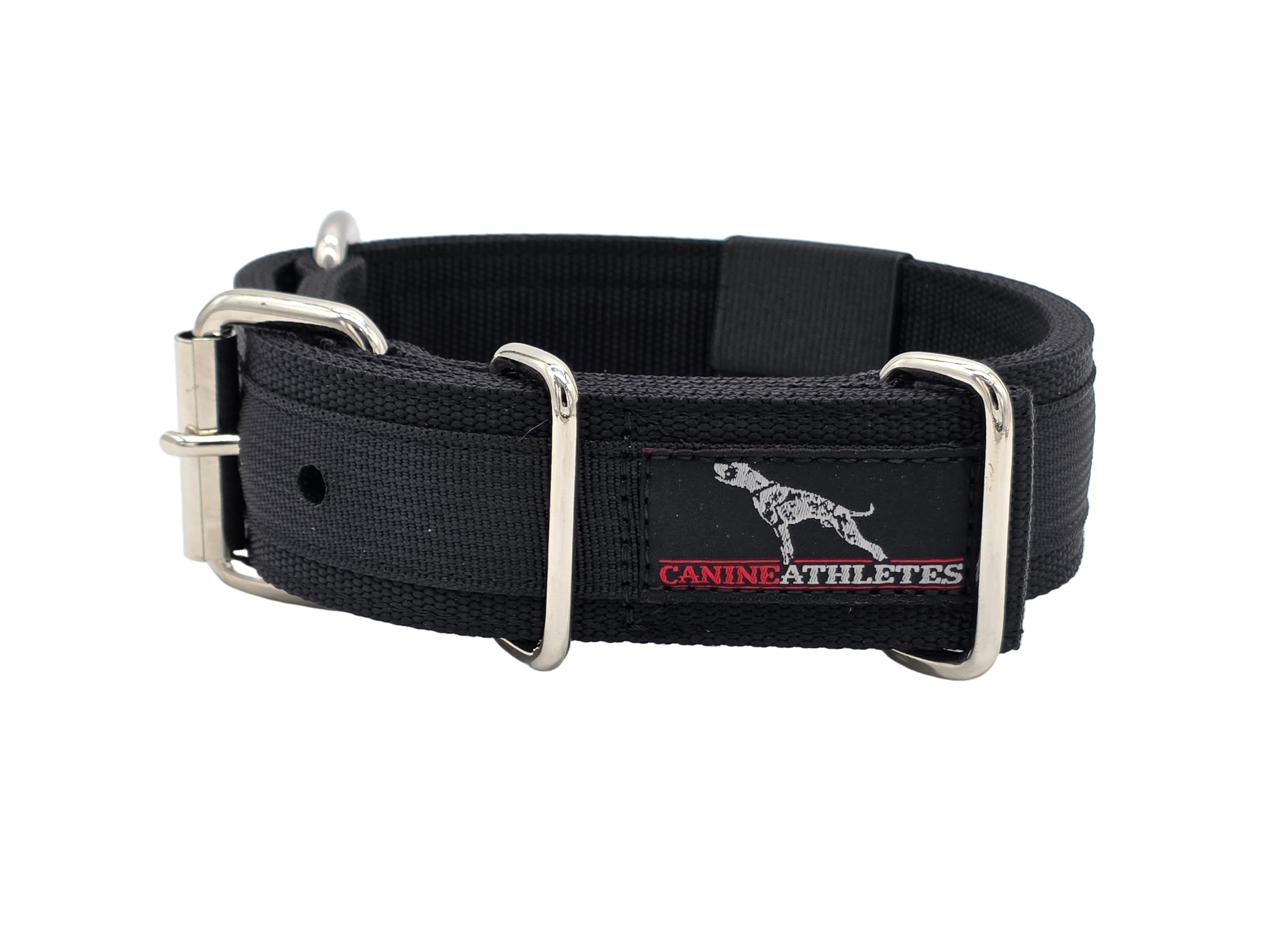 Canine Athletes 1.5'' Pro-Hd 5-Ply Heavy Duty Working Dog Collar Extra Strength Durable (Black/Olive Green, Small)