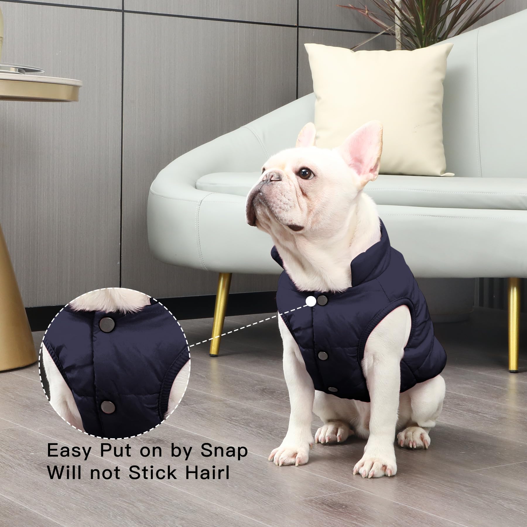 Joydaog 2 Layers Fleece Lined Warm Dog Jacket For Winter Cold Weather,Soft Windproof Large Dog Coat,Blue Xxl