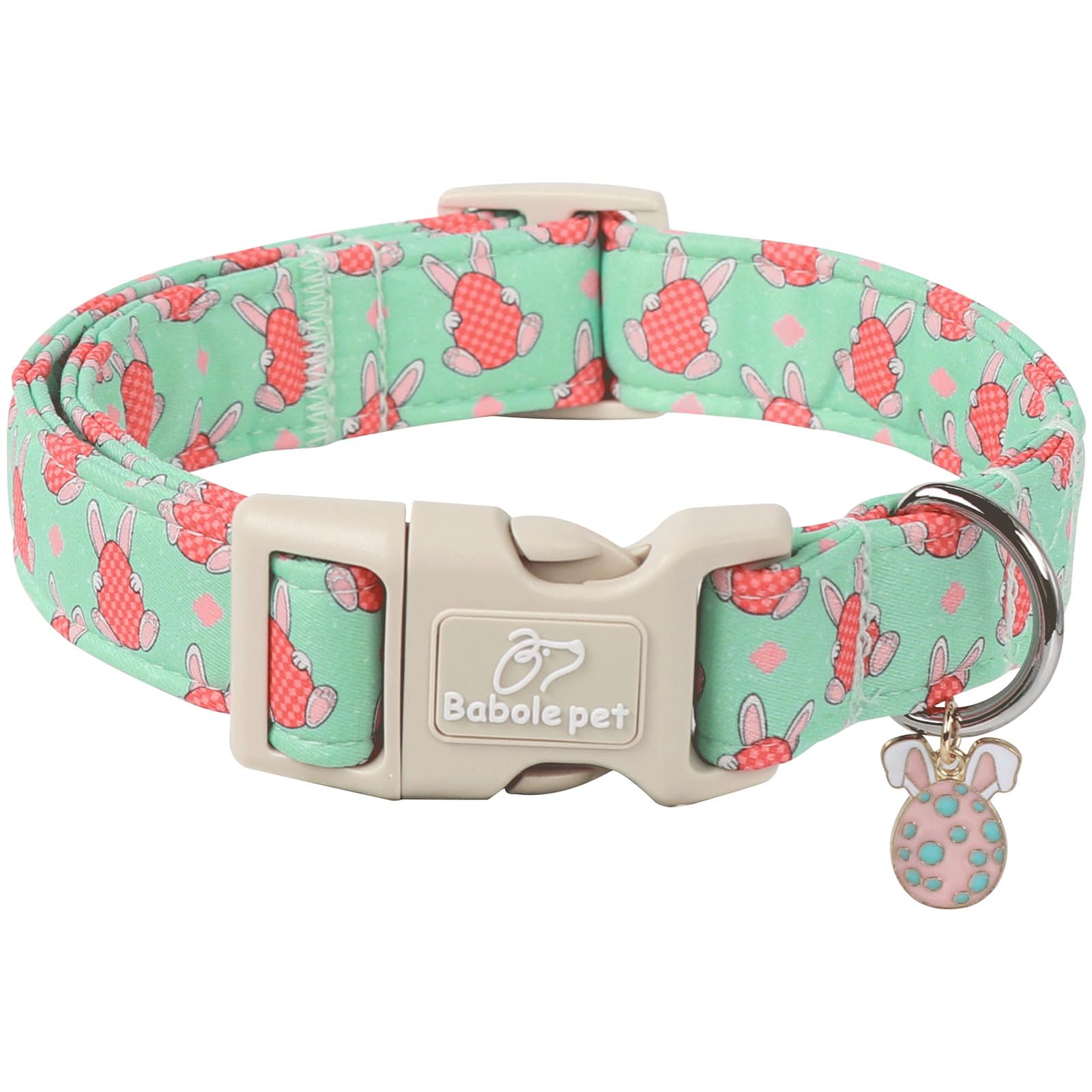 Babole Pet Easter Dog Collar for Large Dogs - Design Cute Easter Bunny Egg Dog Collars Boy Girl Puppy Adjustable Quick Release B