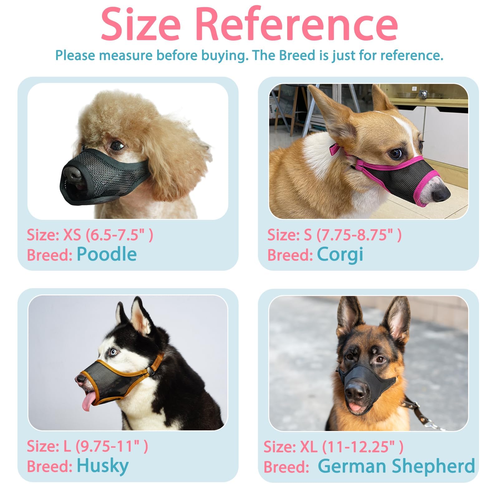 Luckypaw Dog Muzzle, Mesh Muzzle For Large Medium Small Dogs, Soft Mouth Guard For Biting Chewing, Breathable Mouth Cover With A