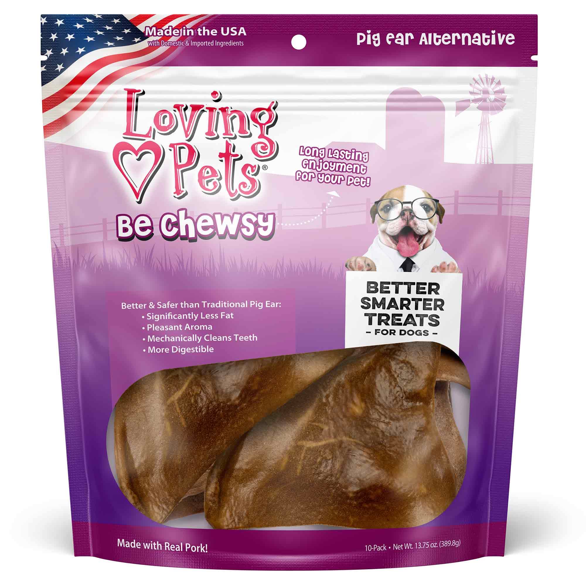 Loving Pets - Be Chewsy Pig Ear Alternative for Dogs Pig Ear Dog Treats for Small, Medium & Large Dogs (10 Pack)