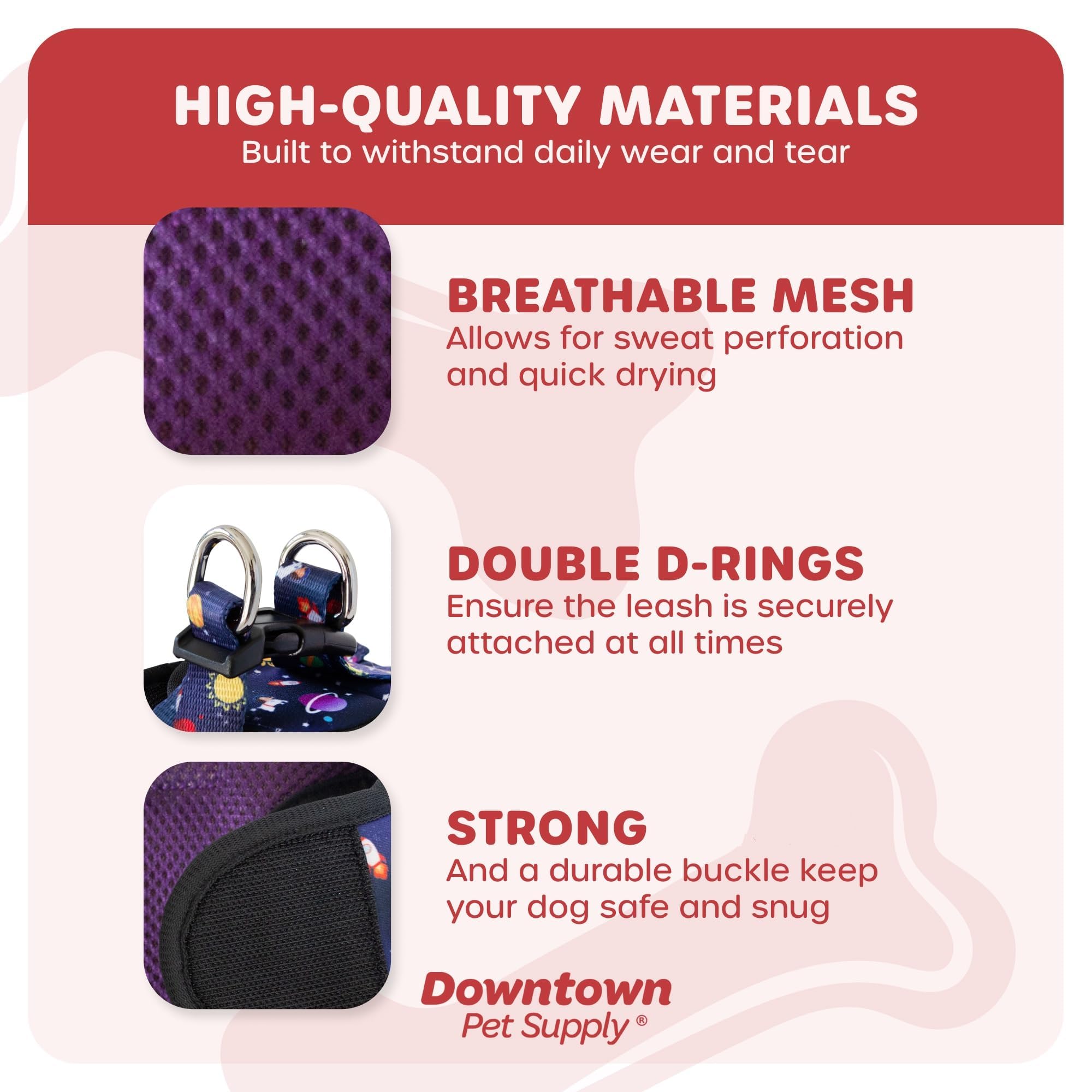 Downtown Pet Supply Step In Dog Harness For Small Dogs No Pull, X-Small, Space - Adjustable Harness With Padded Mesh Fabric And