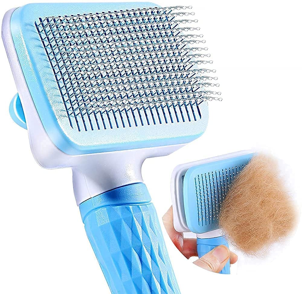 Locans Pet Grooming & Cleaning Slicker Brush Self Cleaning Hair Brush For Dogs Cats Shedding Brush Comb With Handle, Dog Hair Br