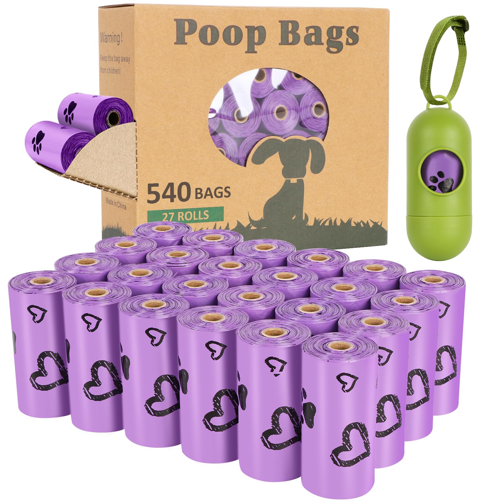 Yingdelai Dog Poop Bag Rolls - 540 Count Dog Waste Bags With Dispenser, Extra Thick Strong Leak Proof Poop Bags For Dogs Doggy |