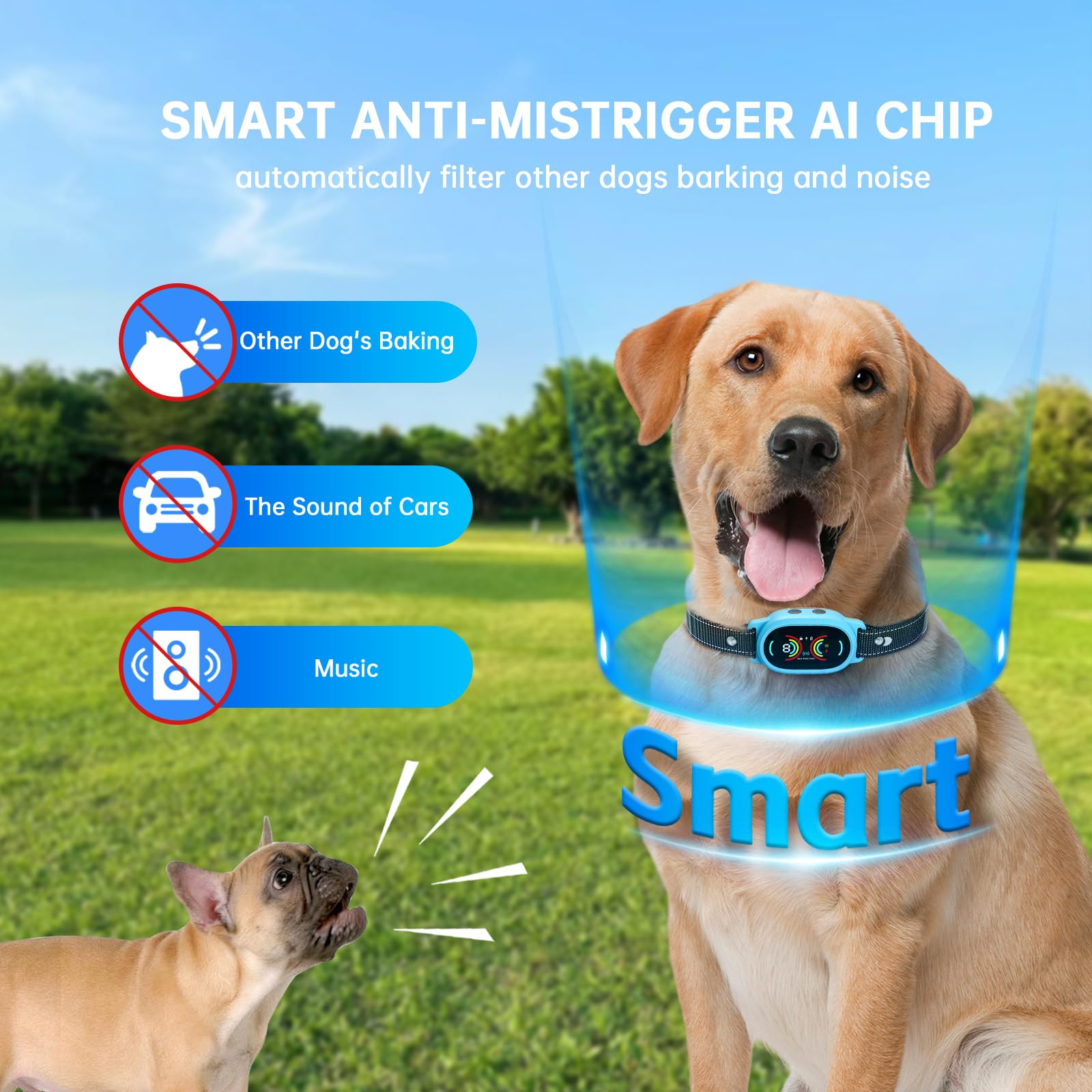 Smoothway Dog Bark Collar, Rechargeable Bark Collar For Large Dog, Medium Dog And Small Dog, Ip67 Waterproof Anti Barking Collar