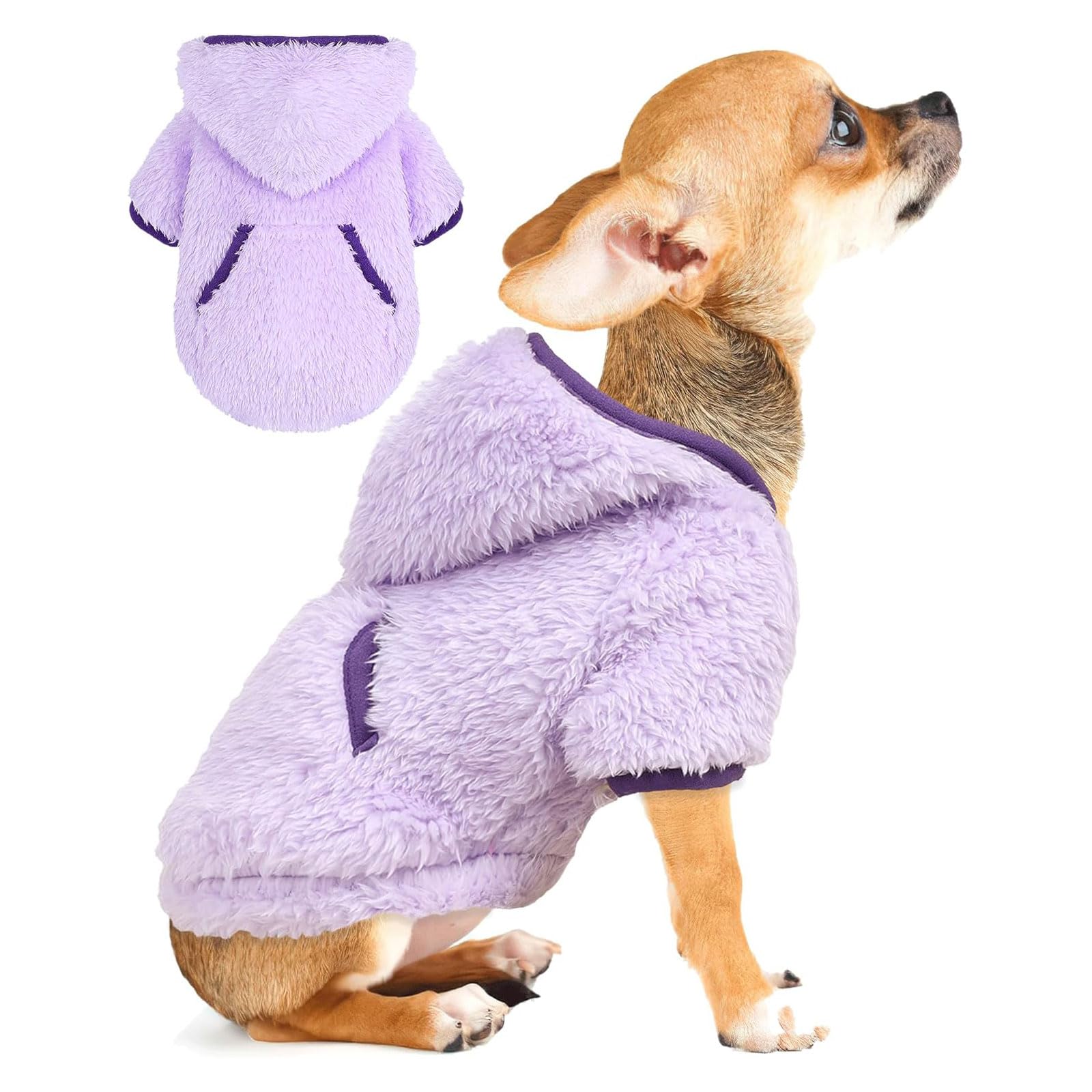 Small Dog Sweater Fleece Dog Hoodie Girl Boy Winter Warm Puppy Clothes For Chihuahua Teacup Yorkie Soft Stretchy Tiny Outfits Ca