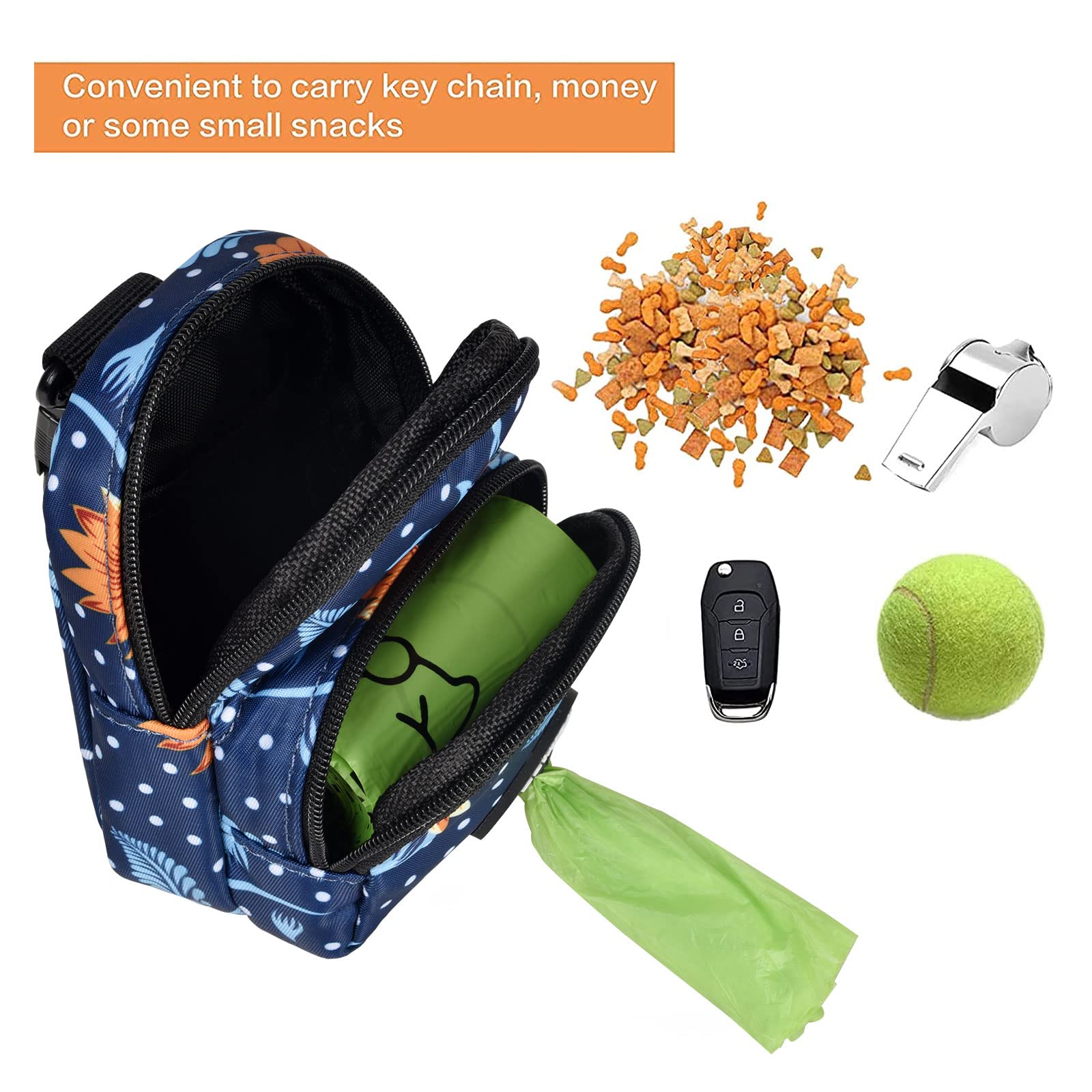 Petmolico Dog Poop Bag Holder Treat Pouch for Dog Leash, Dog Waste Bag Dispenser Treats Storage Holder Training Pouch with Clip,