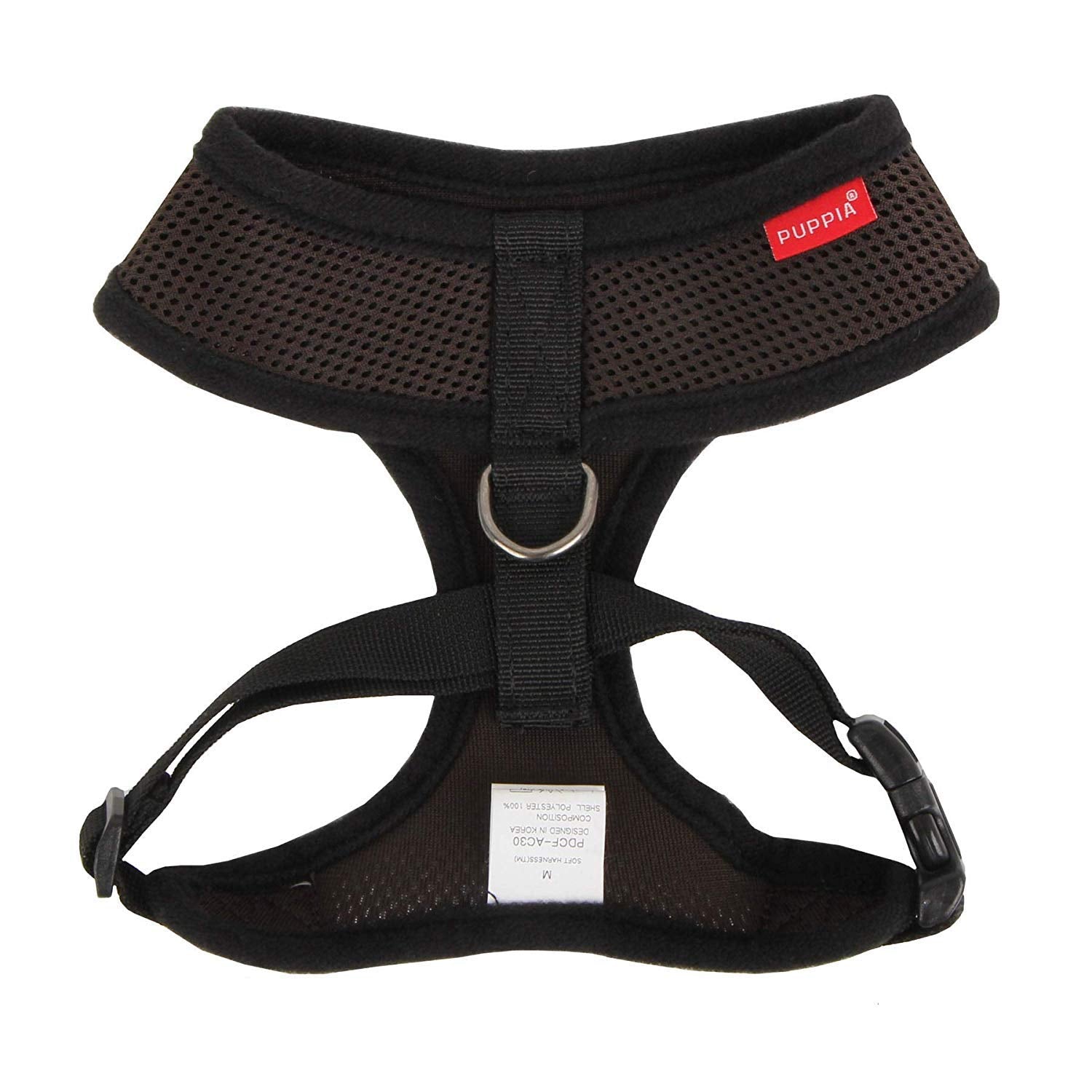 Puppia Soft Dog Harness No Choke Over-The-Head Triple Layered Breathable Mesh Adjustable Chest Belt And Quick-Release Buckle, Br