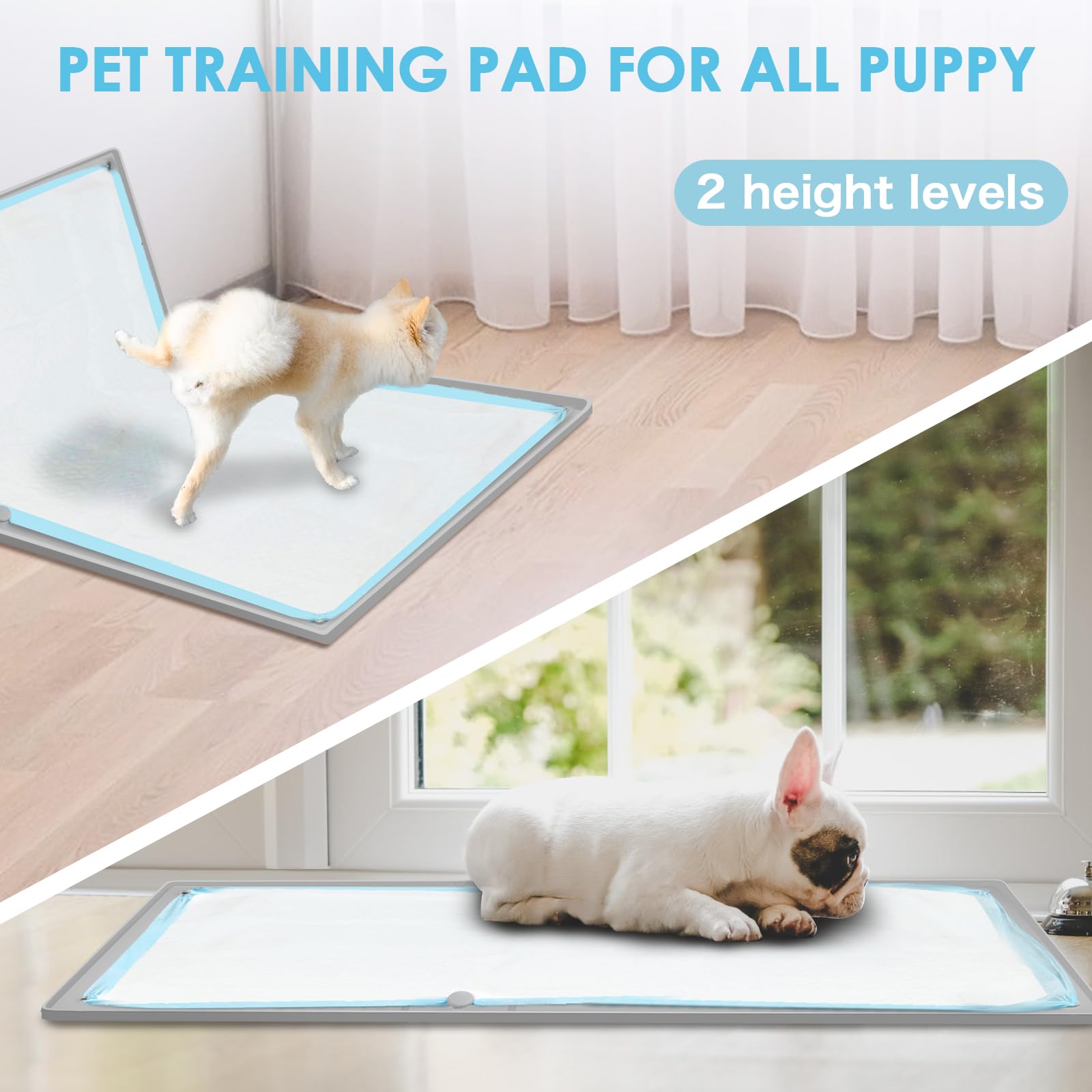 Dog Pee Pad Holder Tray, Non-Slip Puppy Pee Pad Holder, Fits Up to 35 '' X 24 '' Training Pads, High Edge Easy to Change Pee Pad
