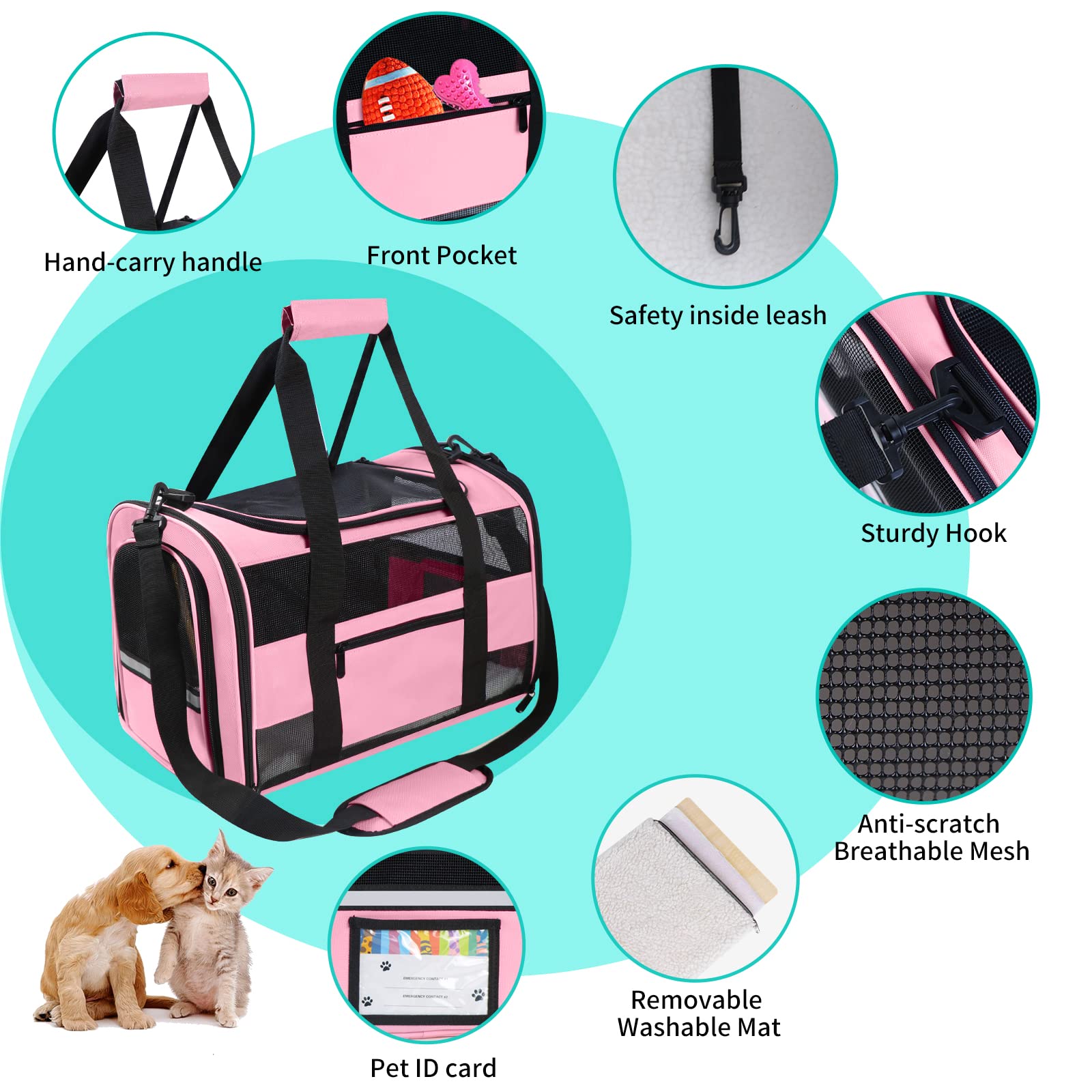 Cussiou Large Cat Carrier Dog Carrier Pet Carrier For Medium Small Dogs, Collapsible Soft Sided Pet Carrier For Cats Dogs Puppy