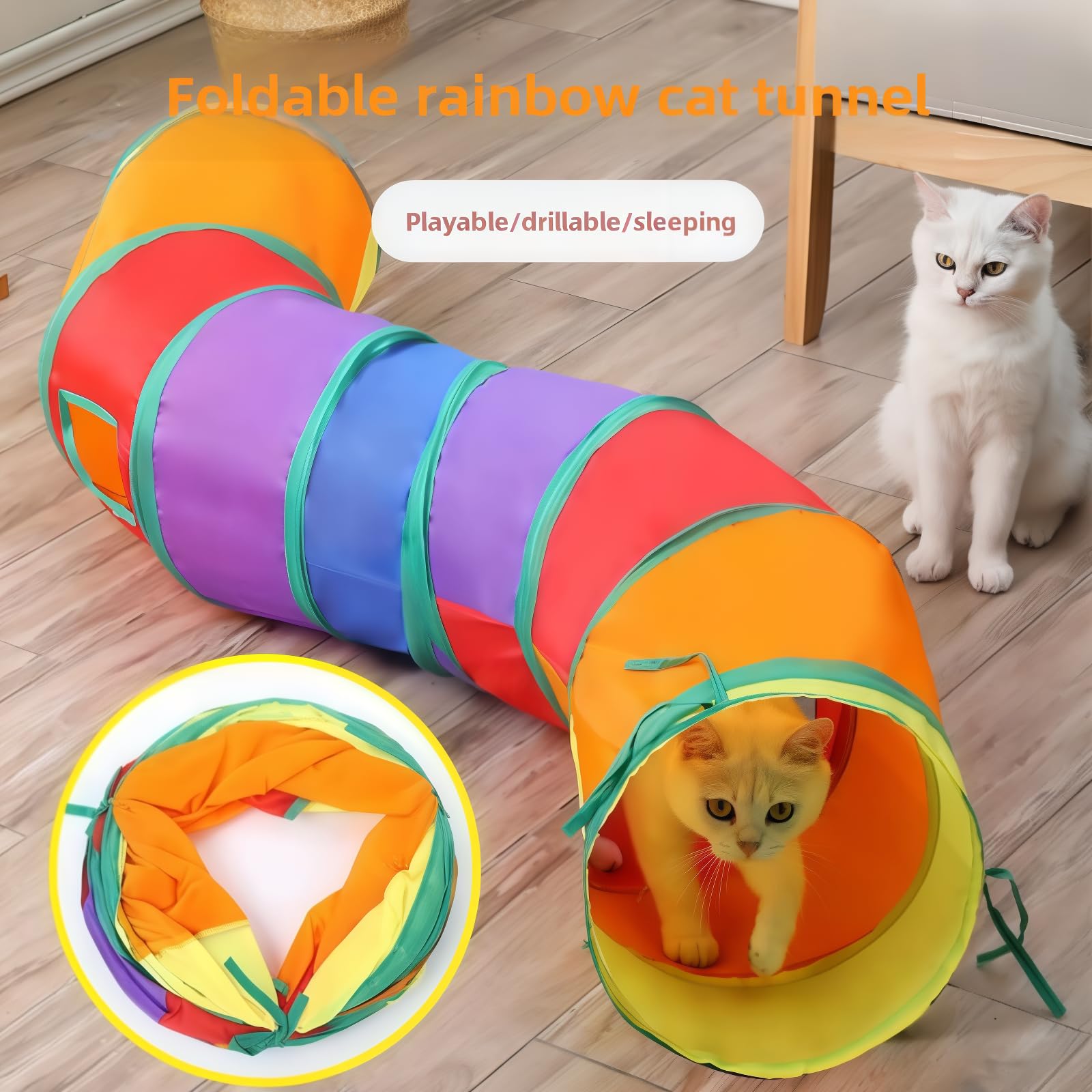 Collapsible Cat Tunnel - Cat Tubes For Indoor Cats Collapsible Cat Play Toy For Puzzle Exercising Hiding Training And Running