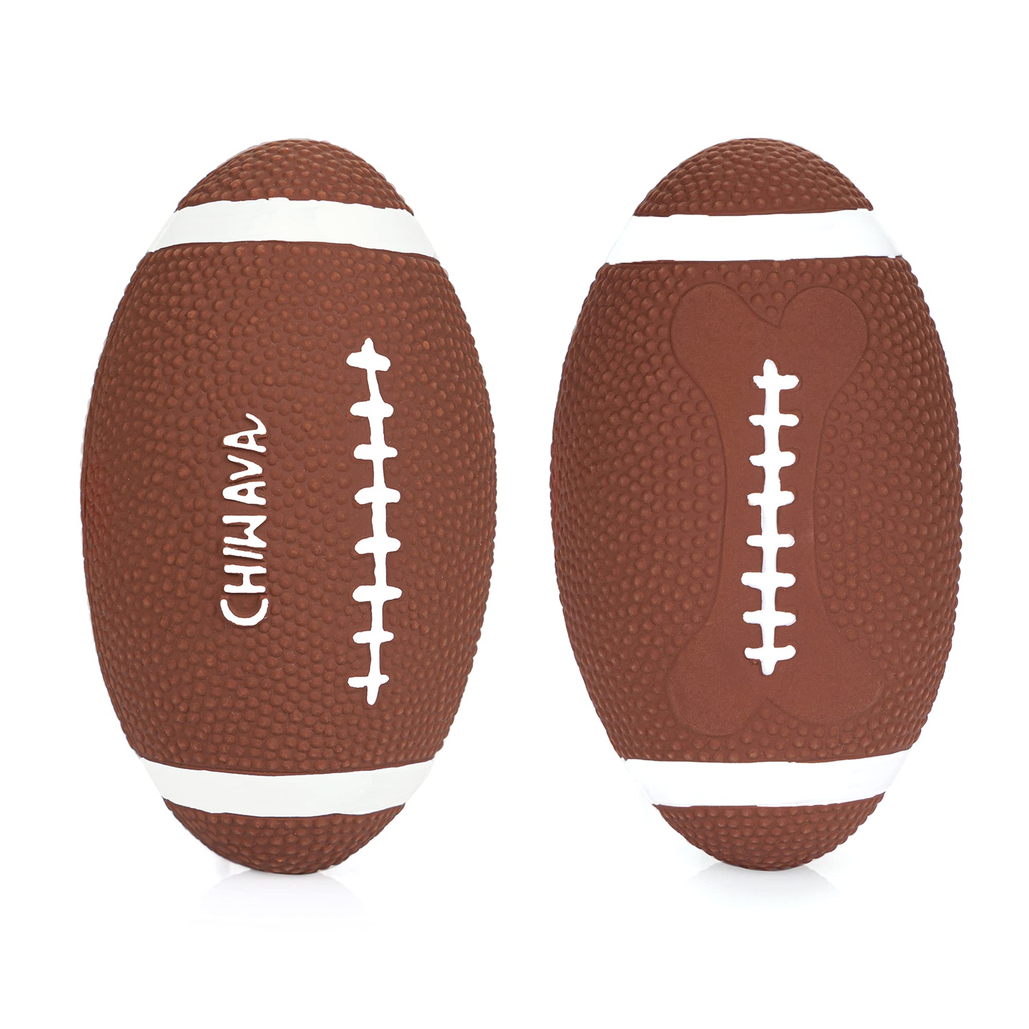 Chiwava 2 Pack 6'' Squeaky Latex Dog Toy Balls Football Rugbys Fetch Interactive Toy For Medium Large Dogs