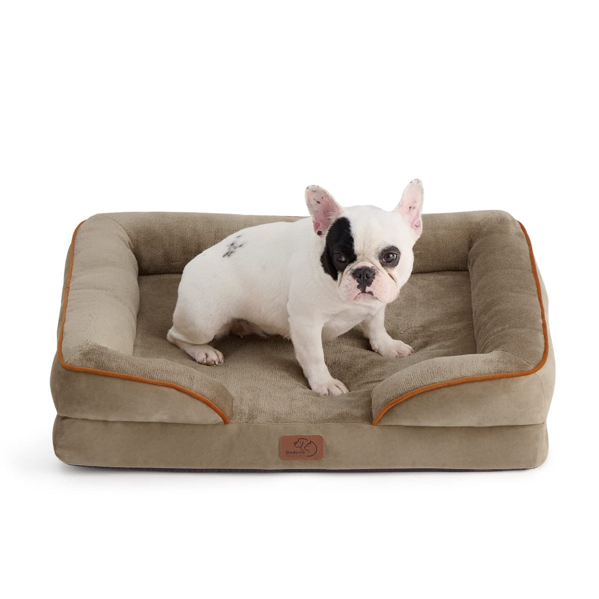 Bedsure Orthopedic Dog Bed For Medium Dogs - Waterproof Dog Sofa Beds Medium, Supportive Foam Pet Couch Bed With Removable Washable Cover, Waterproof Lining And Nonskid Bottom, Hazel