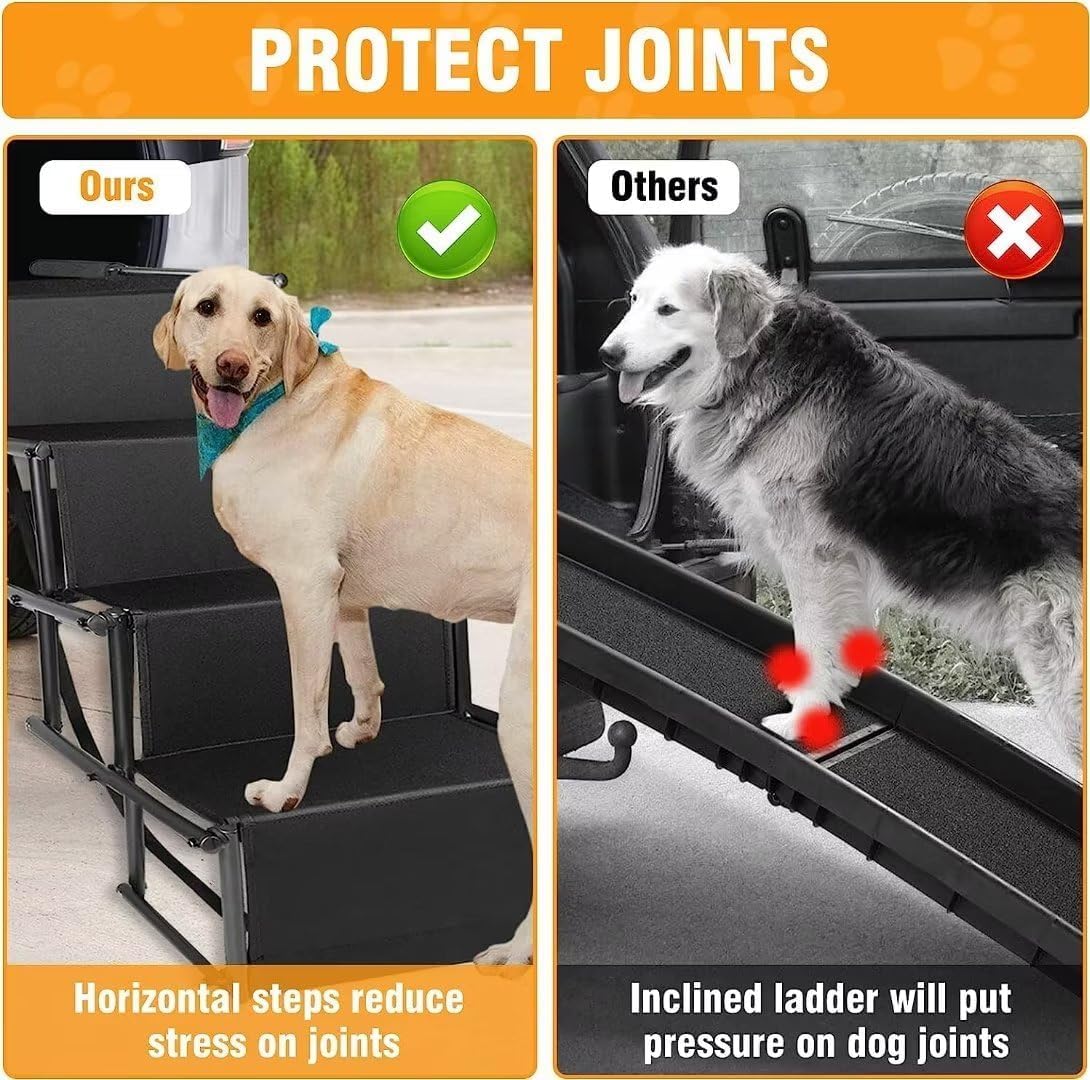 XDGGCSY Foldable Dog Ramp Aluminum Frame 4 Steps Dogs Portable & Lightweight Pet Stairs Dog Stairs for Medium and Large Nonslip