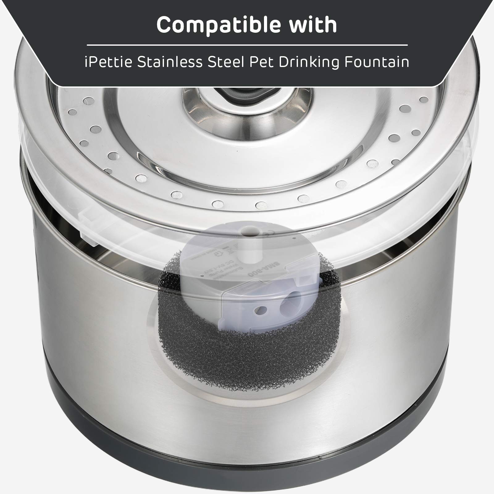 Ipettie Water Fountain Sponge, Or Foam Filters For Ipettie Stainless Steel Cat Drinking Fountain, Ip-670-S4, 4 Packs