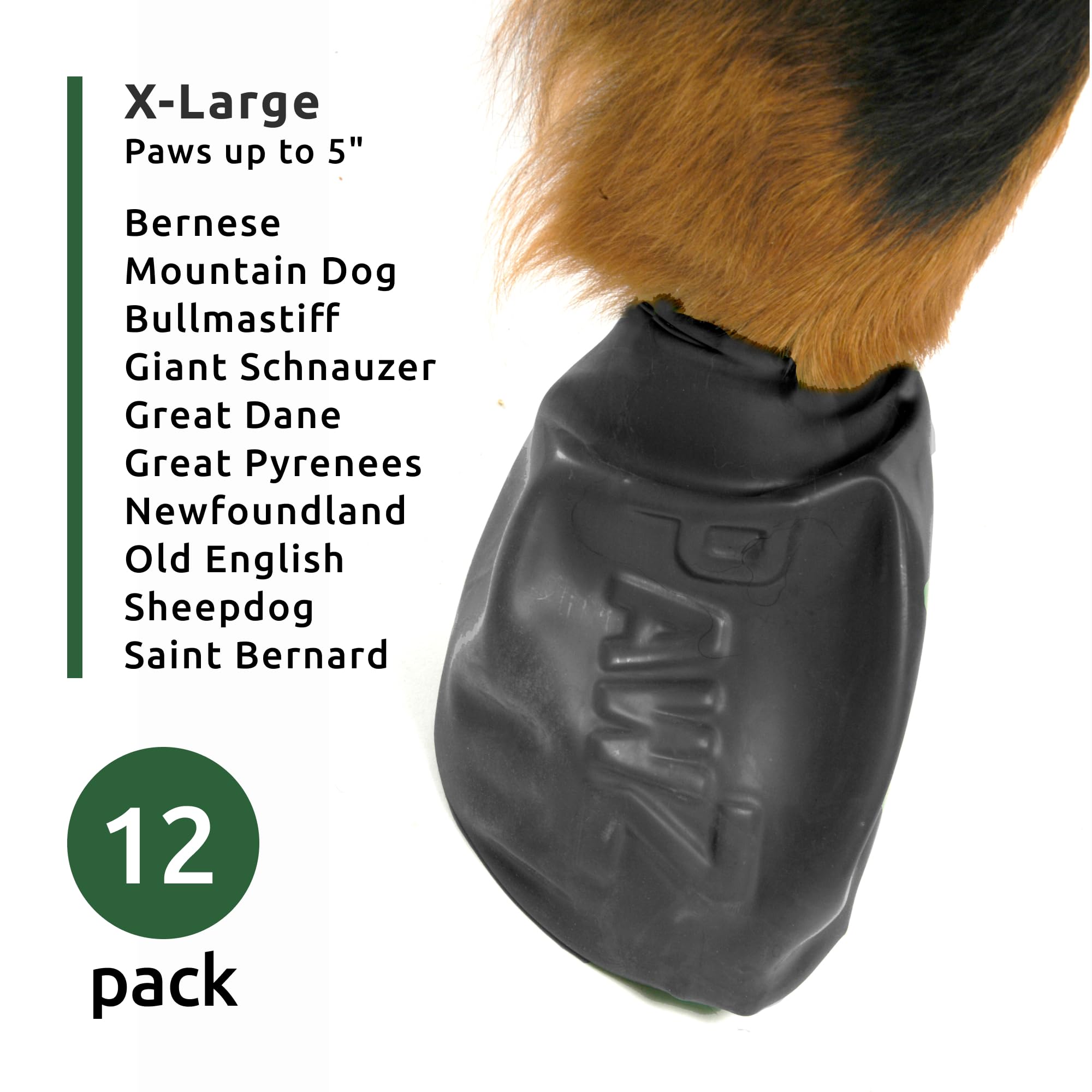 PawZ Rubber Dog Boots for Paws 4 and Up, 12 Pack - All-Weather Dog Booties for Hot Pavement, Snow, Mud, and Rain - Waterproof, A