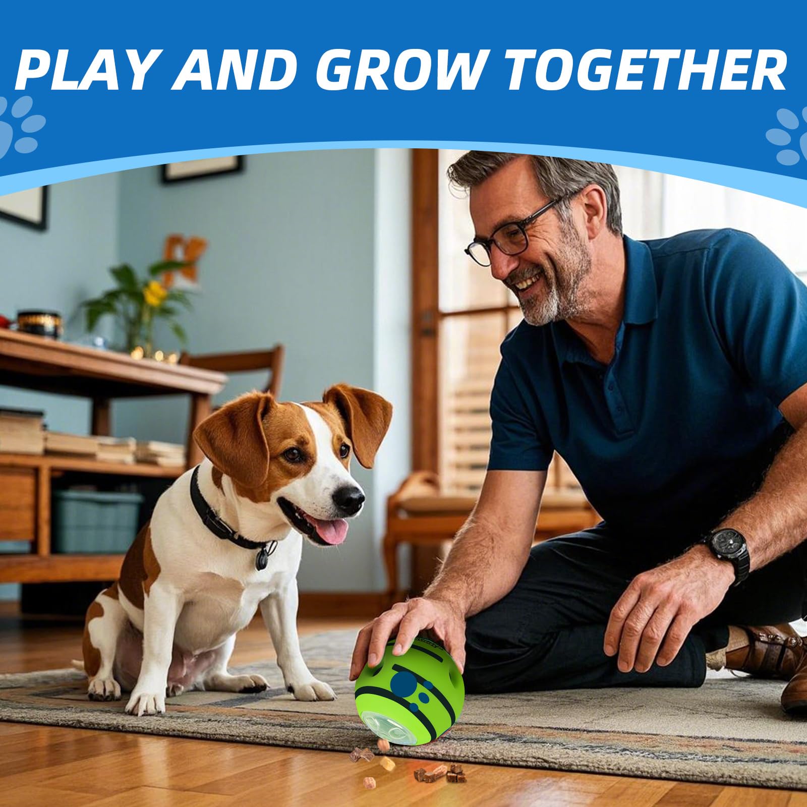 Shake And Laugh Interactive Puzzle Dog Treat Ball, Treat Dispensing Enrichment Dog Toys Ball, L, 3.94 In (10 Cm)