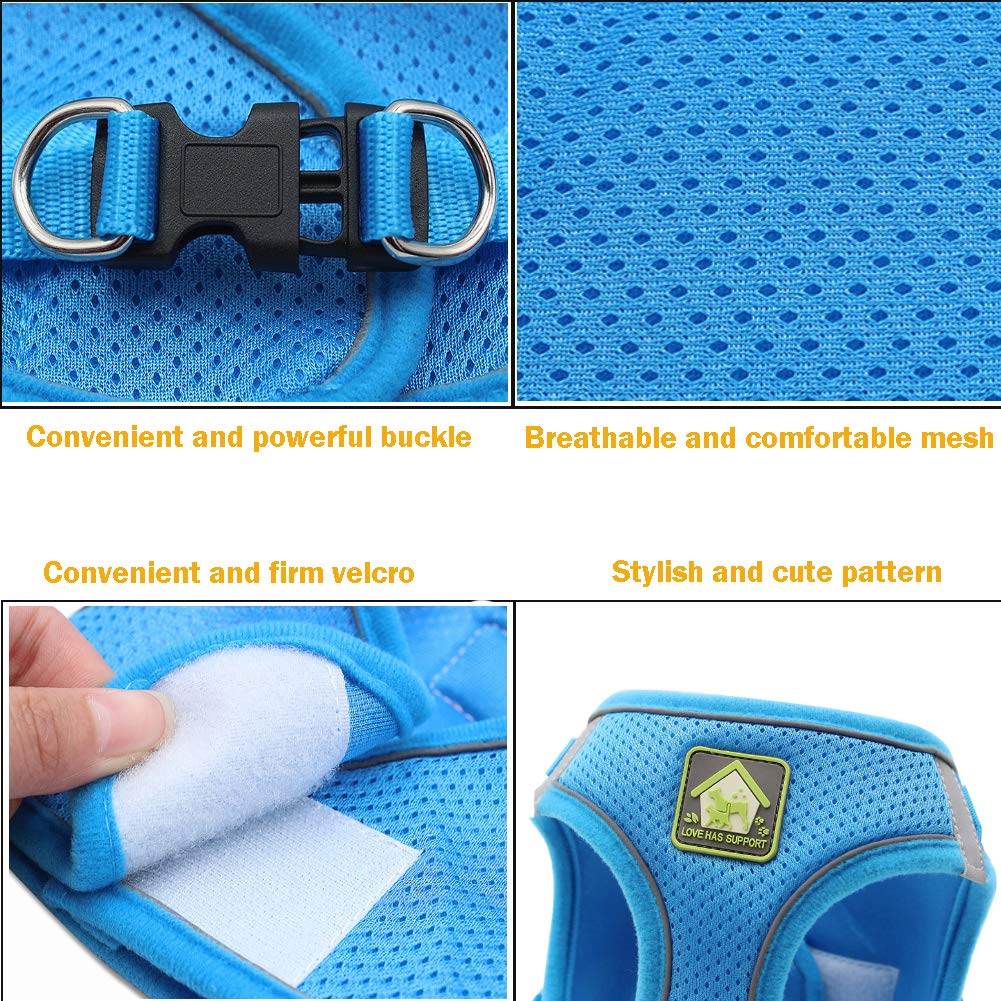 FEimaX Dog Harness and Leash Set, No Pull Soft Mesh Reflective Escape Proof Small Dog Cat Vest Adjustable Pet Outdoor Harnesses