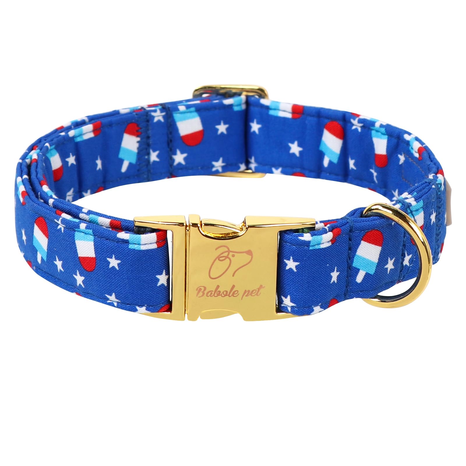 Babole Pet 4Th Of July Dog Collar, Blue Flag Popsicle Patriotic Pet Collar With Metal Buckel, Adjustable Summer Holiday Dog Coll