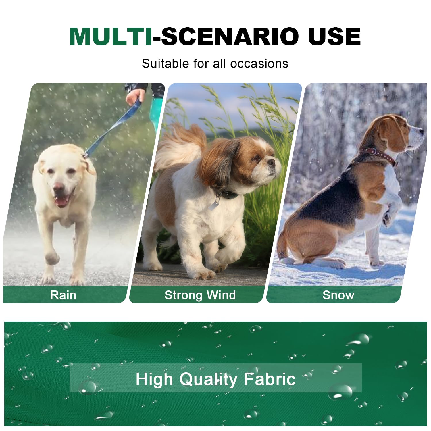 Pina Dog Raincoat & Jacket With Hood & Leash Hole, Lightweight Dog Poncho With Reflective Strap & Pocket For Wet Weather, Full W