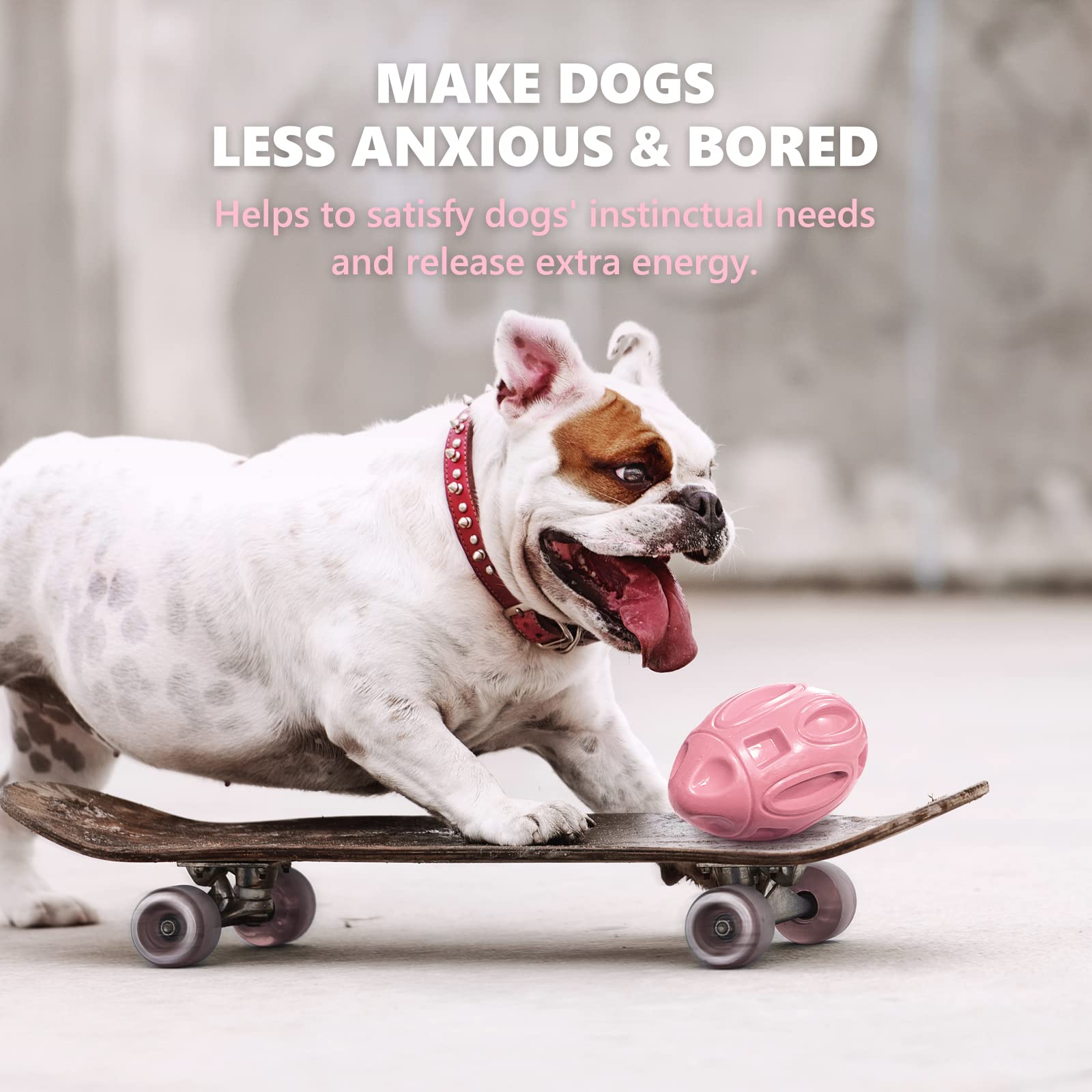 EASTBLUE Squeaky Dog Toy - Durable Rubber Chew Ball for Medium/Large Dogs - Indestructible Pink Pet Toy