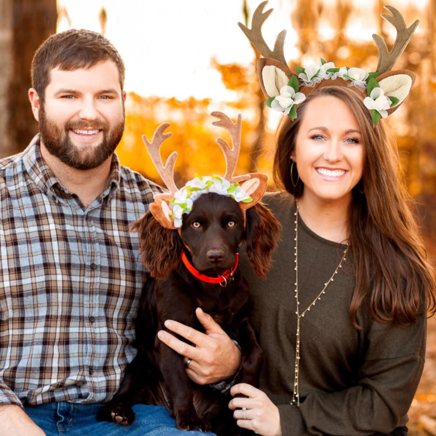 Fladorepet Pet Cat Dog Elk Antler Deer Horn Headband Headwear Hat,Halloween Christmas Dog Reindeer Deer Costume Outfits For Small Medium Large Dogs Pet Hair Accessories Apparel Gifts