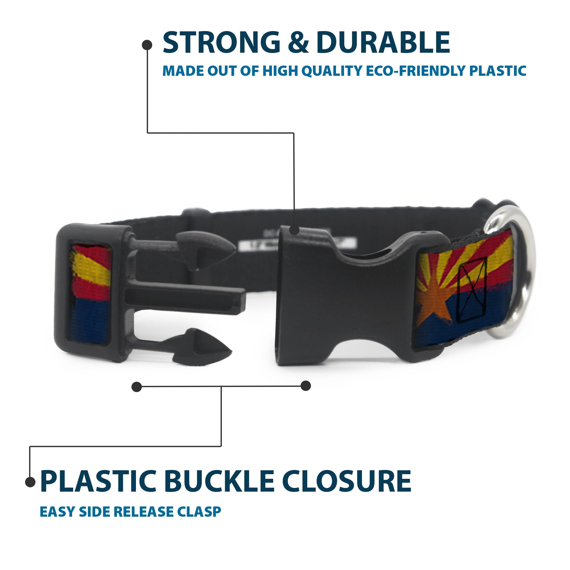 Buckle-Down Pc-W30156-Wm Arizona Flag Distressed Painting Plastic Clip Collar, Wide Medium/16-23'