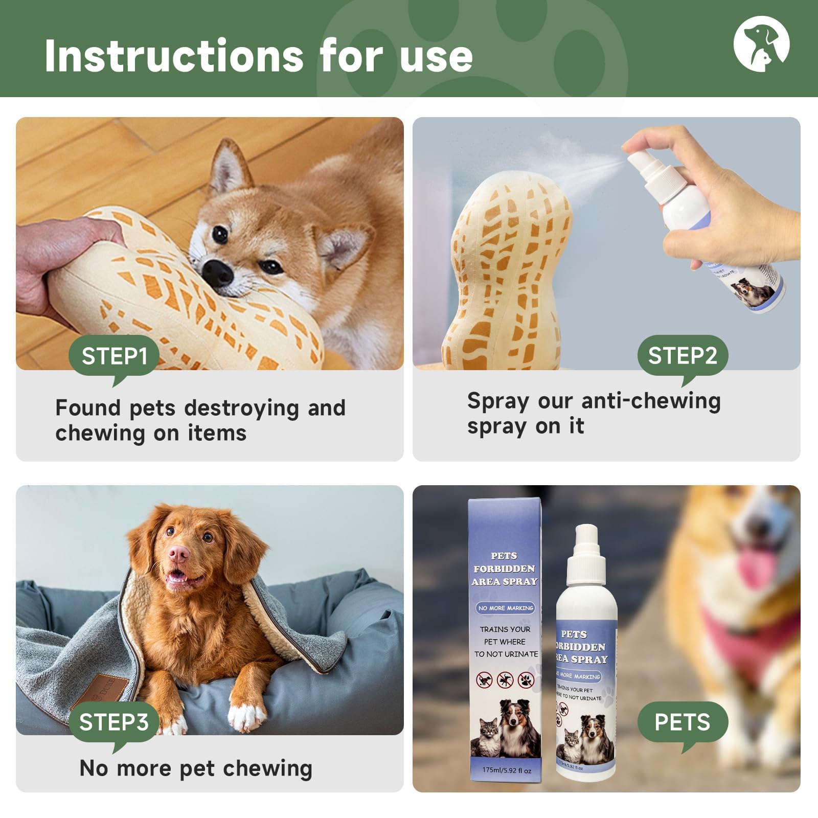 Virmate Dog Not Here! Pet Training Solution - Prevents Chewing, Licking & Peeing - Helps Pets Learn Where Not to Urinate - Safe