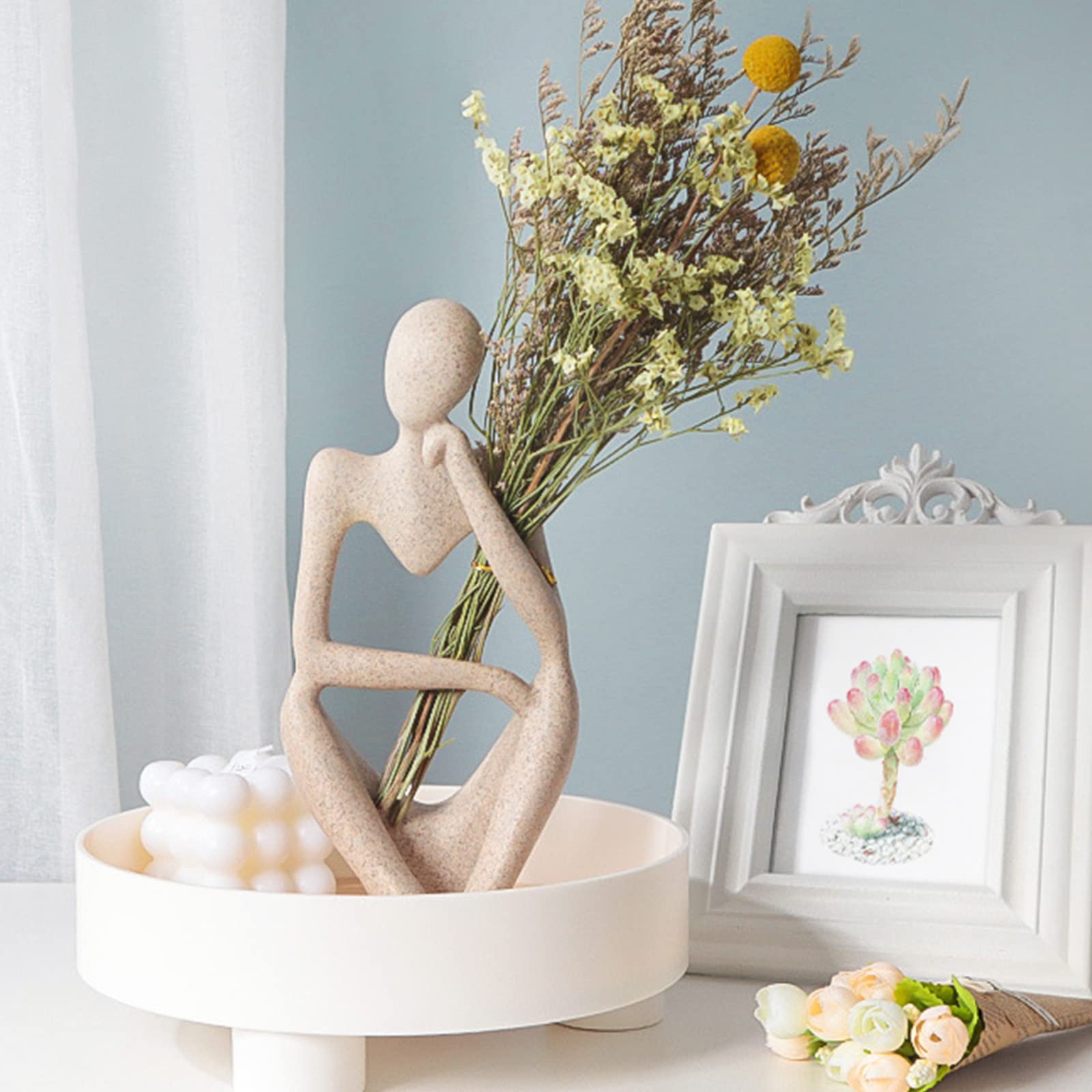 Dnoifne The Thinker Sculpture, Aquarium Ornaments, Abstract Sculpture Statue, Gift Art Decorative, Home Decor Figurine (Left, La