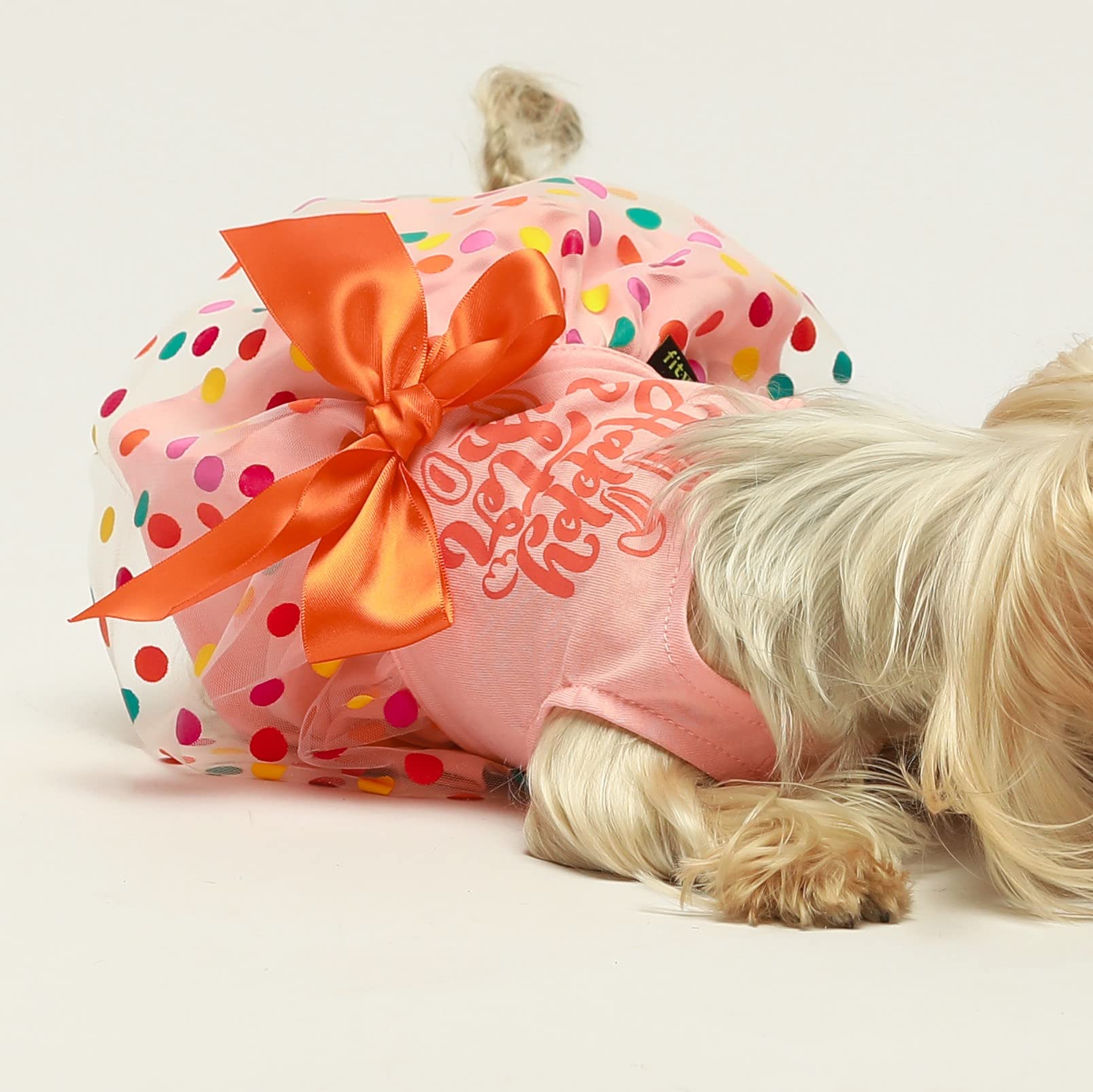 Fitwarm Happy Easter Day Dog Dress 100% Cotton Girl Dog Clothes Easter Bunny Dogs Dresses Pet Apparel Doggie Tutu With Bowknot Cat Clothing Puppy Dresses Doggy Costume Attire Orange Small