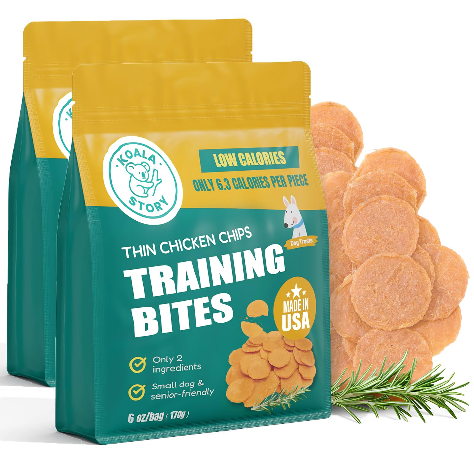 Koala Story Dog Chicken Chips Treat - 12 oz, 100% Natural Ingredient Made in USA, High Protein Low Calorie Pet Training Chew Jer